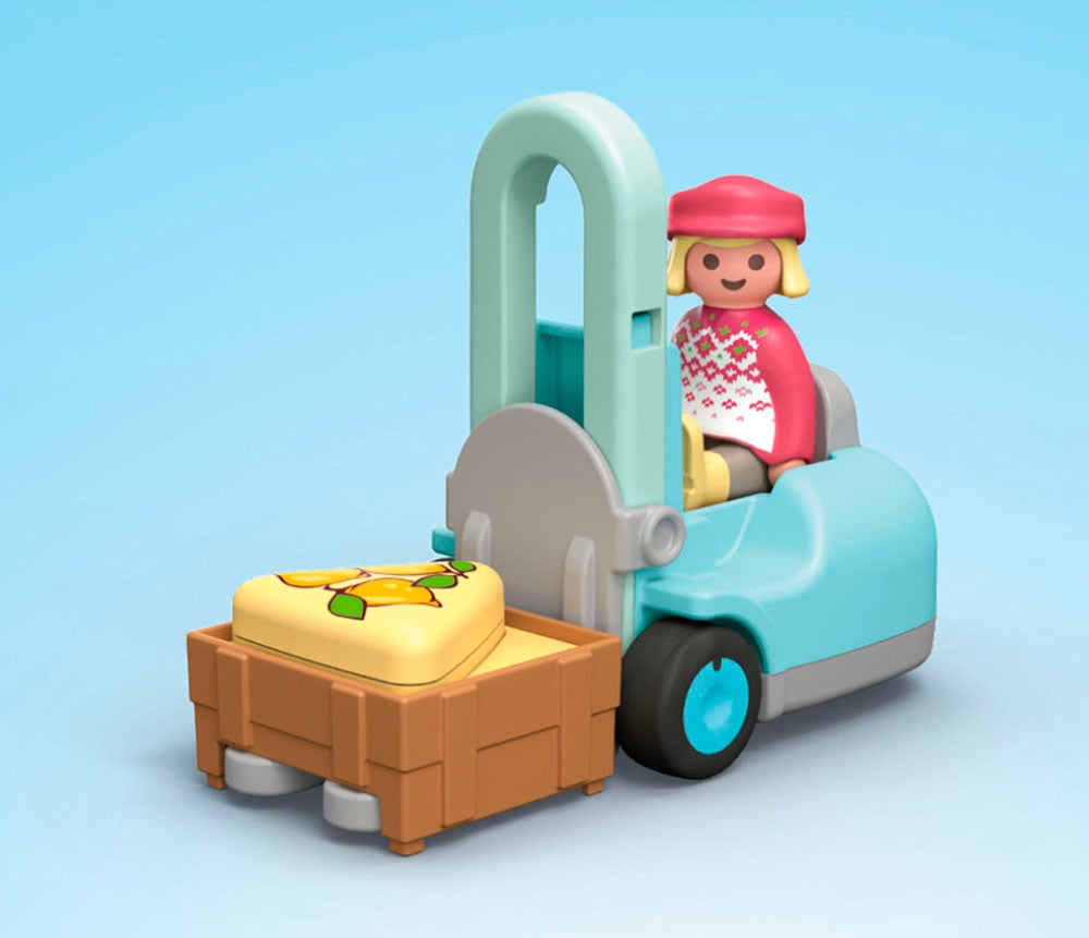 Playmobil® Konstruktions-Spielset »Bio-Marktstand & Gabelstapler (71691), JUNIOR« Made in Europe