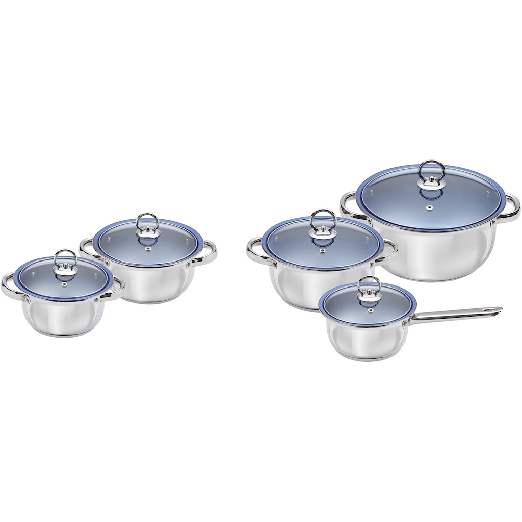 KING Topf-Set »Silver Line Deluxe Blue«, Edelstahl, (Set, 5 tlg.)