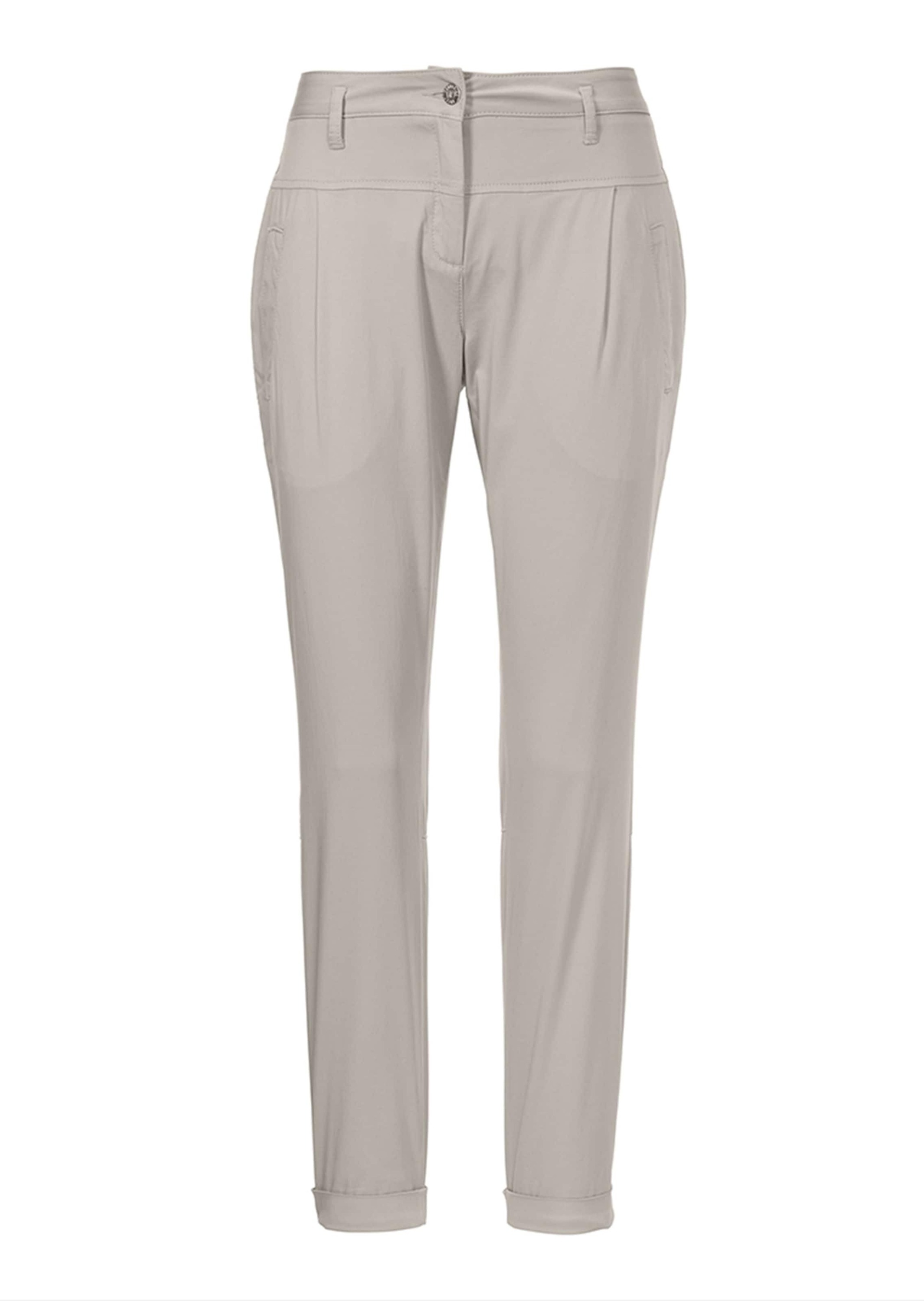 Chinohose MADELEINE "Hose Chino-Hose mit Bundfalten", Damen, Gr. 38, N + K Gr, blau (kitt), Obermaterial: 98% Baumwolle CO (CMIA). 2% Elasthan EL., Hosen Chinohose