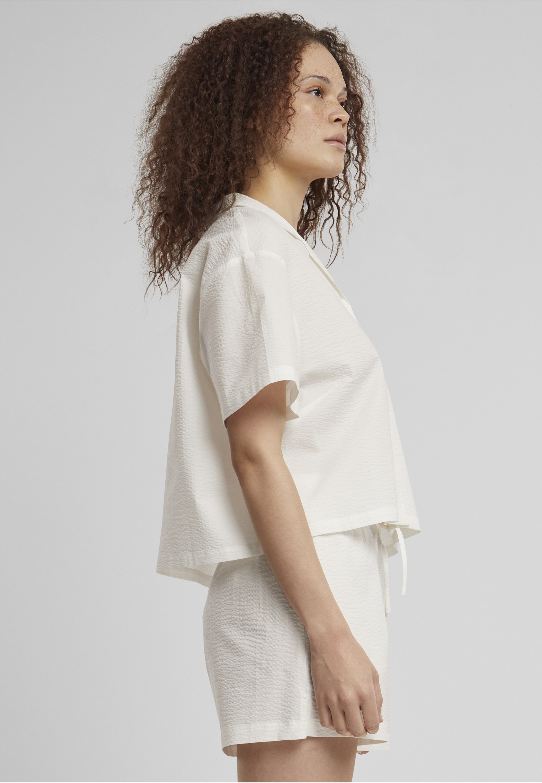 URBAN CLASSICS Langarmhemd »Urban Classics Damen Ladies Seersucker Shirt«
