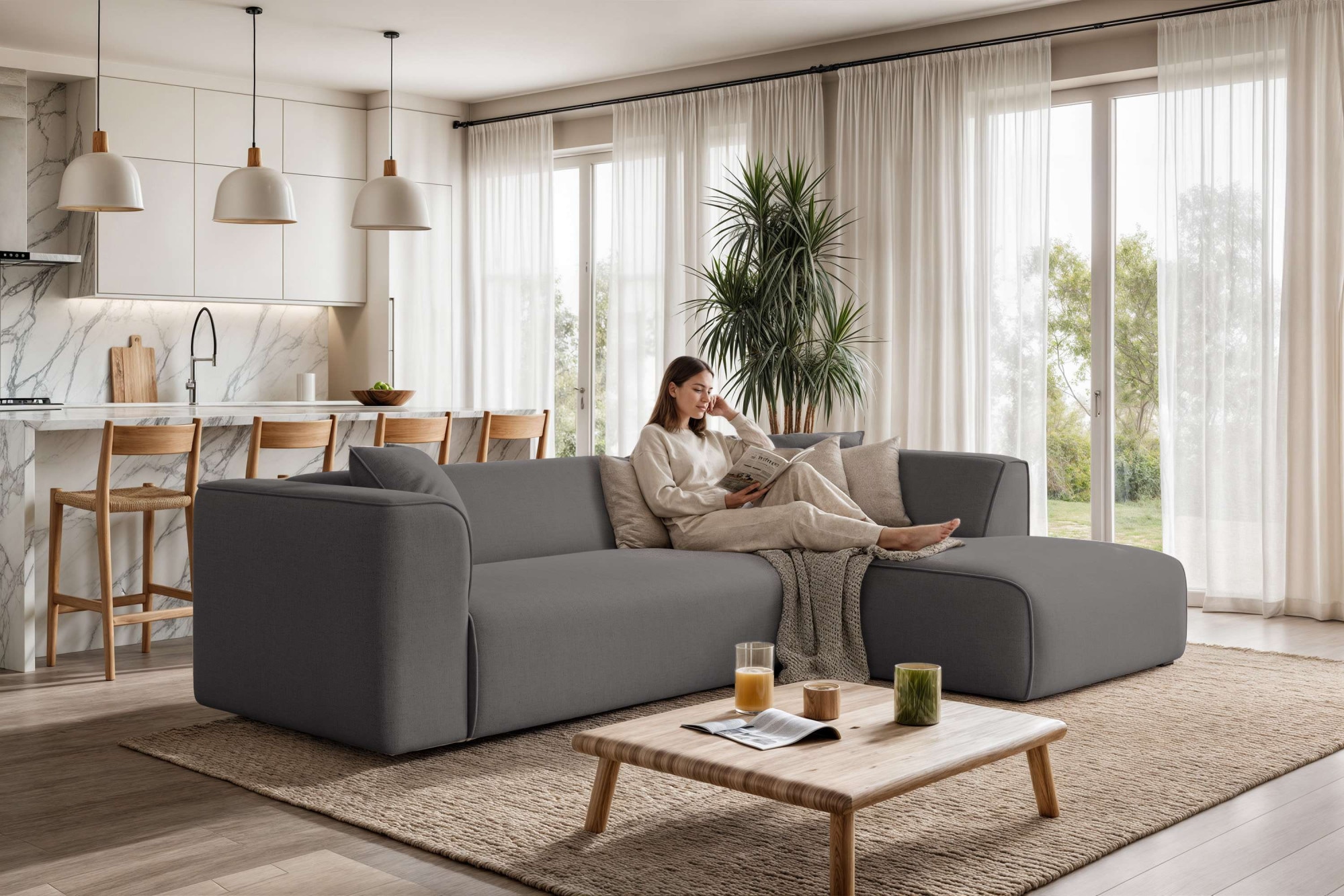 OTTO home Ecksofa "Merid L-Form, Sofa-Fix, B: 254 cm - OTTO. Verlässliche Qualität." Ottomane rechts/links, belastbar bis 460kg, nicht modulare Sofa