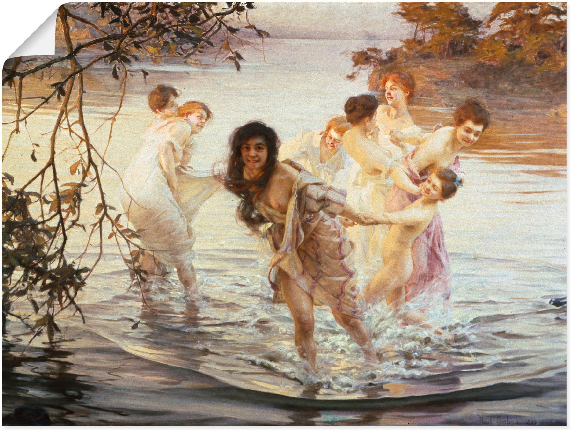 Artland Wandbild »Glückliches Spiel im Wasser. 1899«, Gruppen & Familien, (1 St.), als Leinwandbild, Poster in verschied. Größen