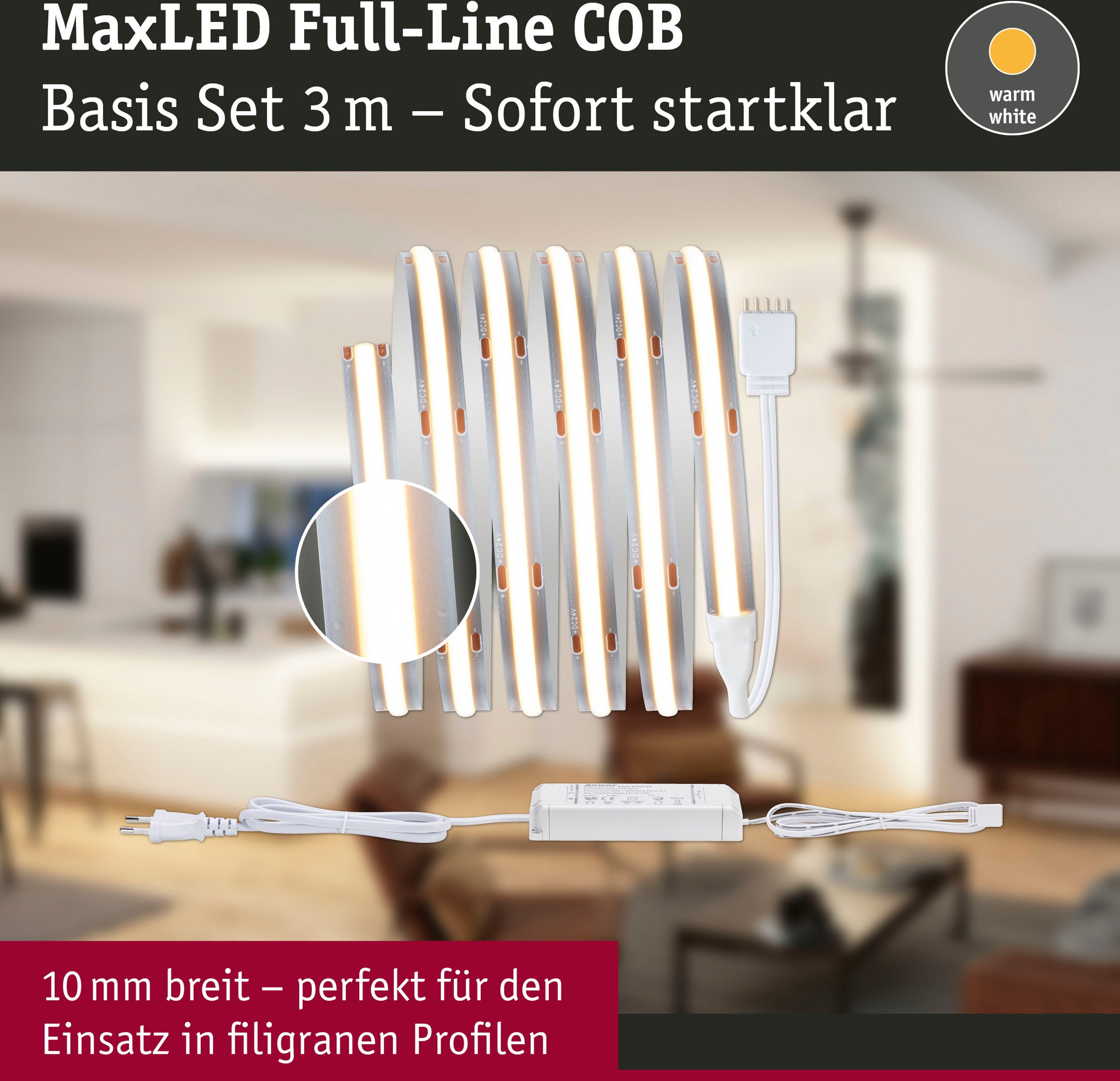 Gutes Angebot Paulmann LED-Streifen »MaxLED 500 Full-Line BAUR 2700K«, Basisset St.-flammig, 1,5m, Basisset 480LED 1 COB kaufen 750lm warmweiß10W 