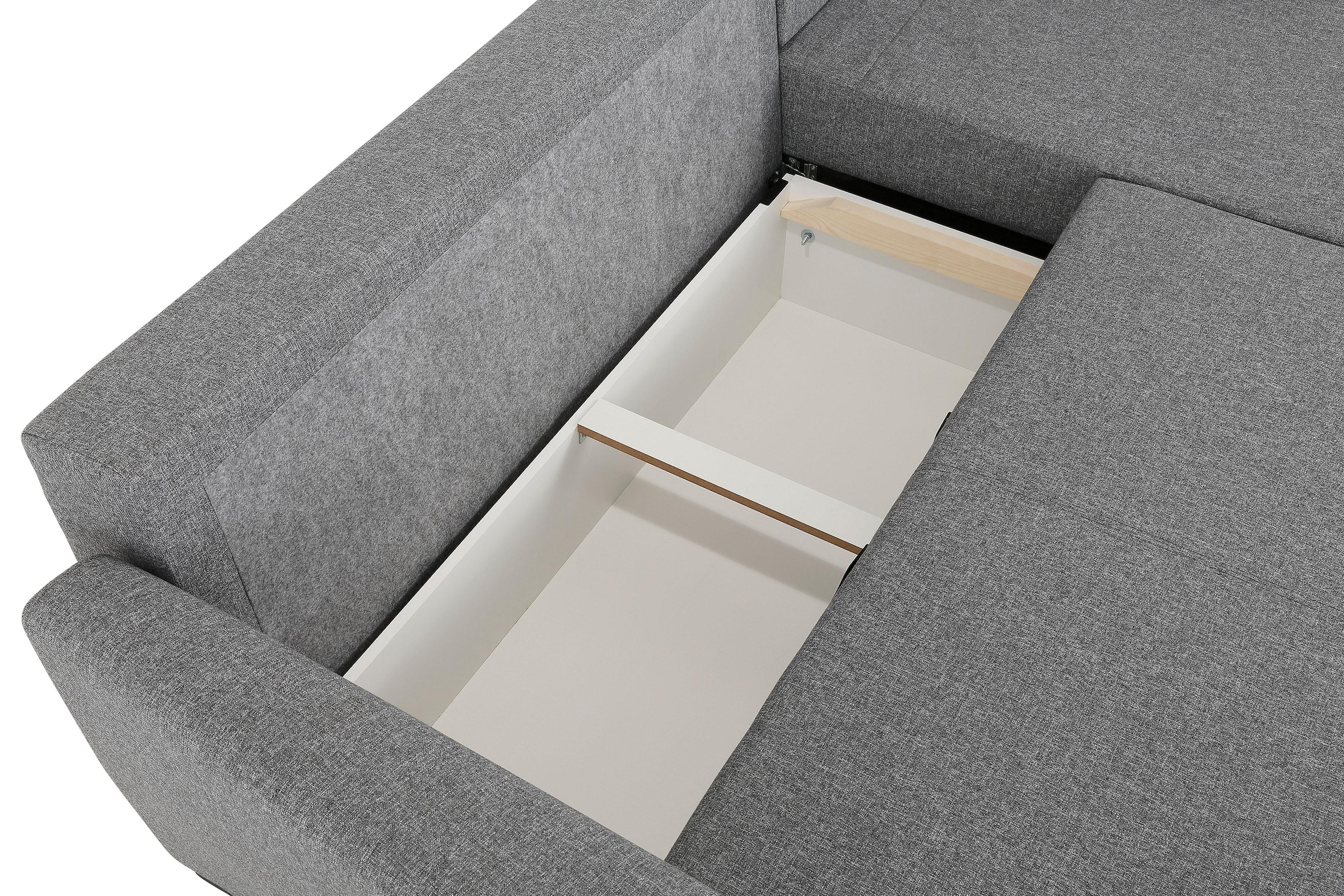 Home affaire Ecksofa »Quin L-Form«, mit Bettfunktion, Bettkasten und Zierkissen, mit Federkern