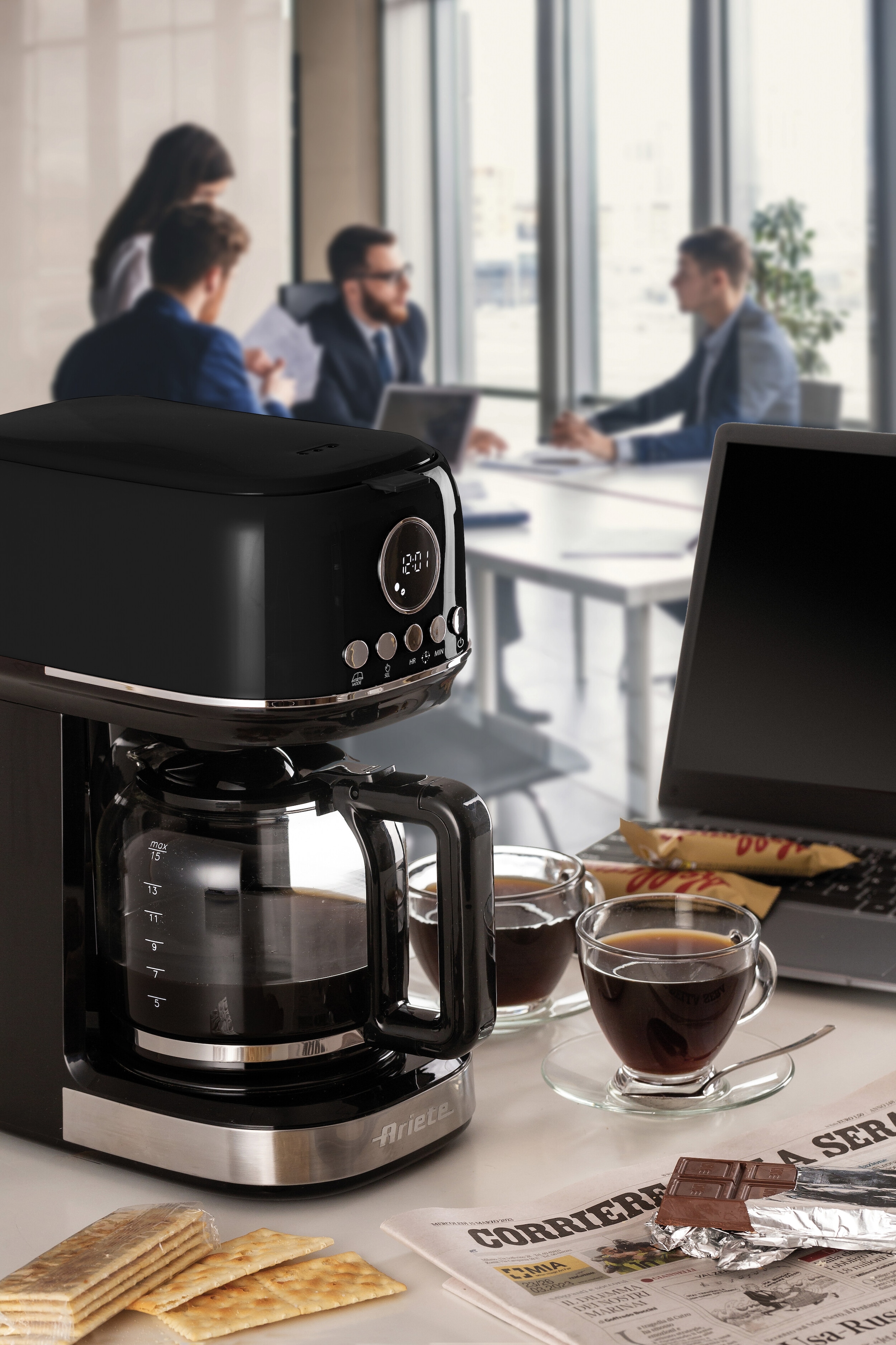 Ariete Filterkaffeemaschine »1396S Moderna schwarz, 1,5 L mit Timer und Warmhaltefunktion«, Permanentfilter