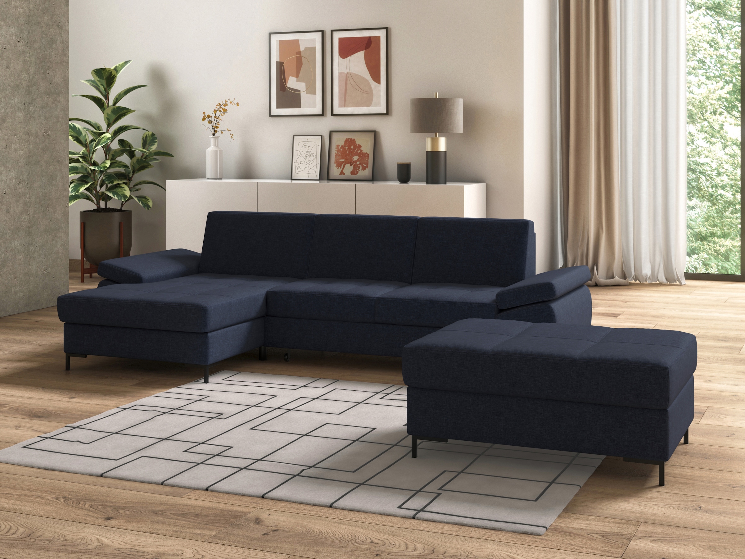 DOMO collection Ecksofa »Capelo L-Form«, mit Armteilverstellung, wahlweise mit Bettfunktion, Federkern