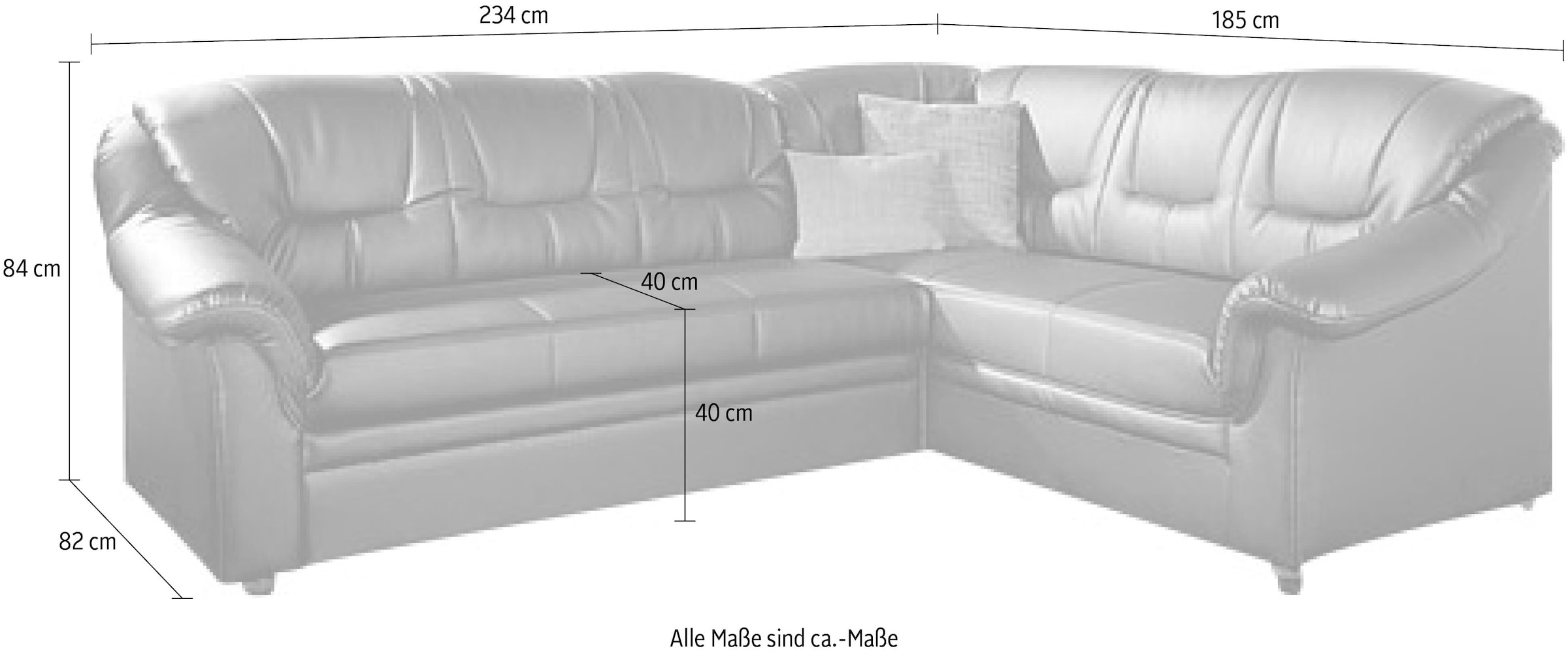DOMO collection Ecksofa »Montana, zeitlose Rückensteppung, bequeme Armlehnen, L-Form«, wahlweise mit Bettfunktion
