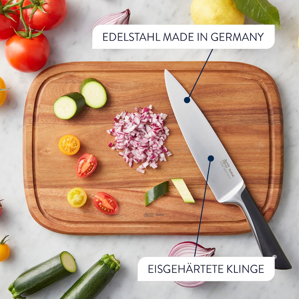 Tefal Pfannen-Set »Jamie Oliver Cook Smart«, Edelstahl 18/10, (Set, je 1 Pfanne 24 und 28 cm, 1 Kochmesser), stilvolle Edelstahl-Pfannen, inkl. Kochmesser, Rezeptbuch