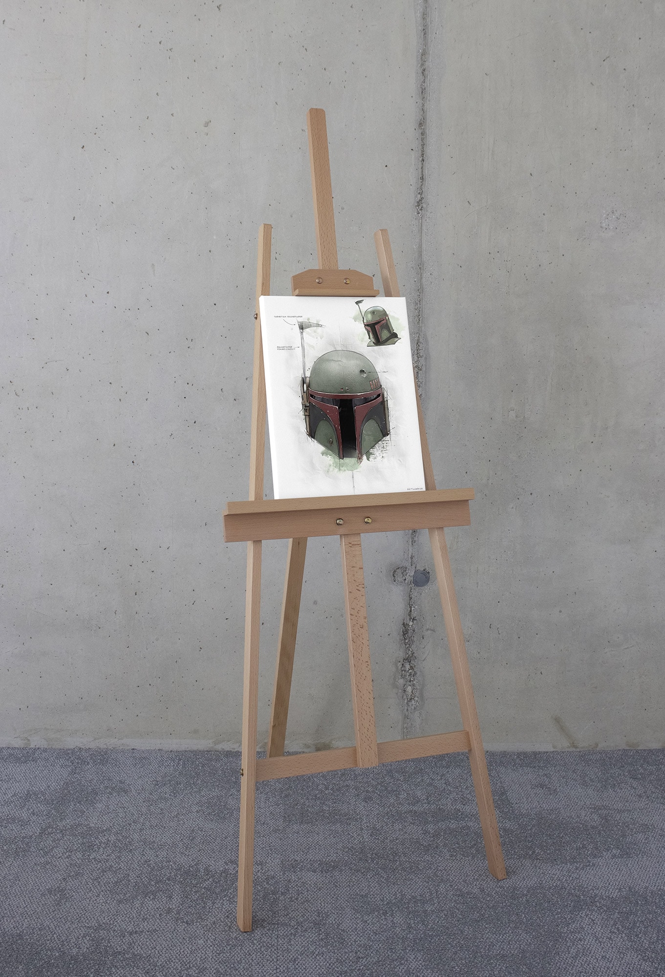 Komar Leinwandbild »Star Wars Boba Fett Helmet Sketch«, Disney, (1 St.), 30 x 40 cm (Breite x Höhe) - Kinderzimmer, Dekoration