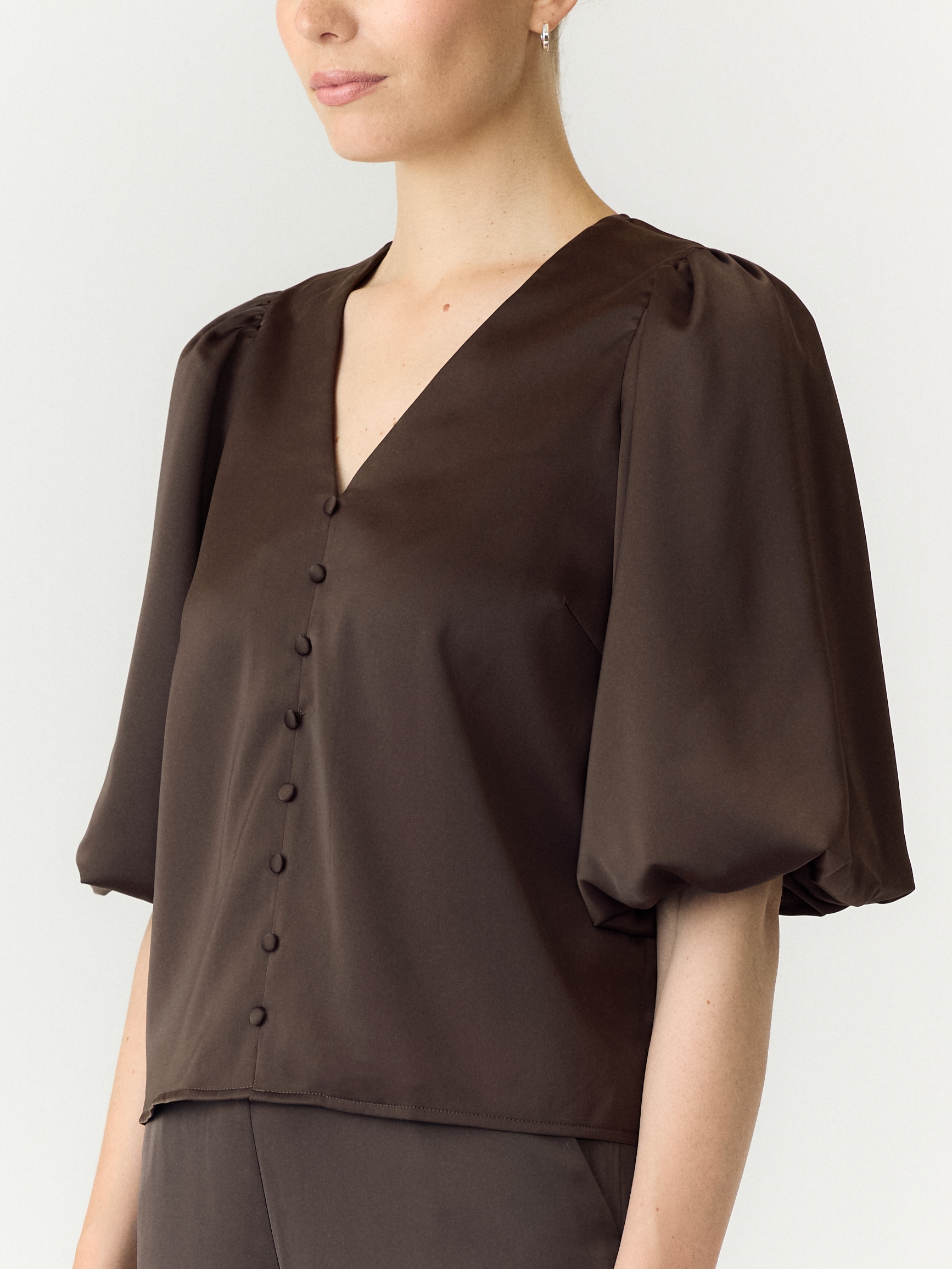 Y.A.S Kurzarmbluse »YASPELLA 2/4 V-NECK TOP S. NOOS« Materialmix, regular fit