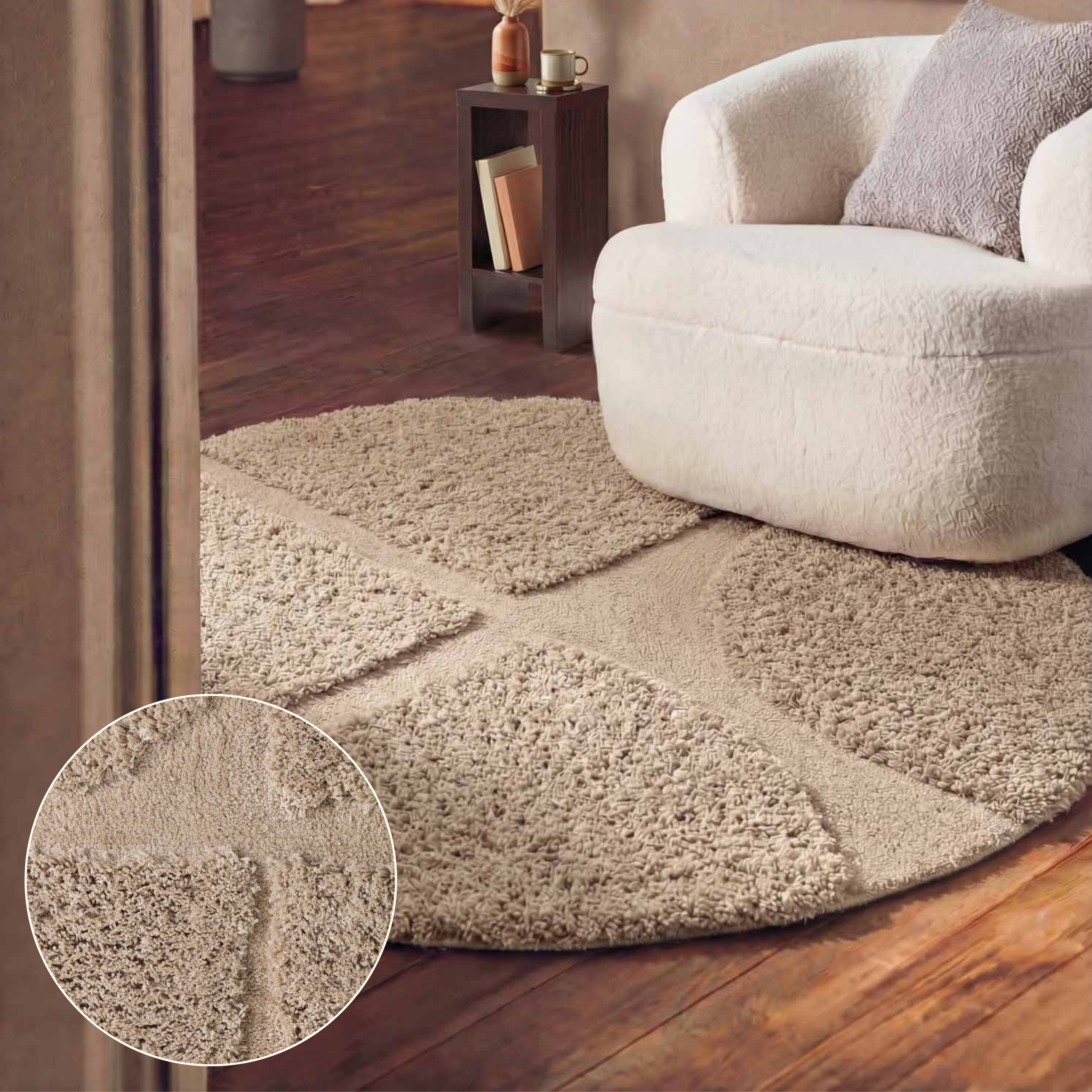 Ted Baker Hochflor-Teppich "Jasper, auch in rund" rund 25 mm Höhe Hoch-Tief-Struktur, Weich, Shaggy, Modern, Wohnzimmer, Schlafzimmer