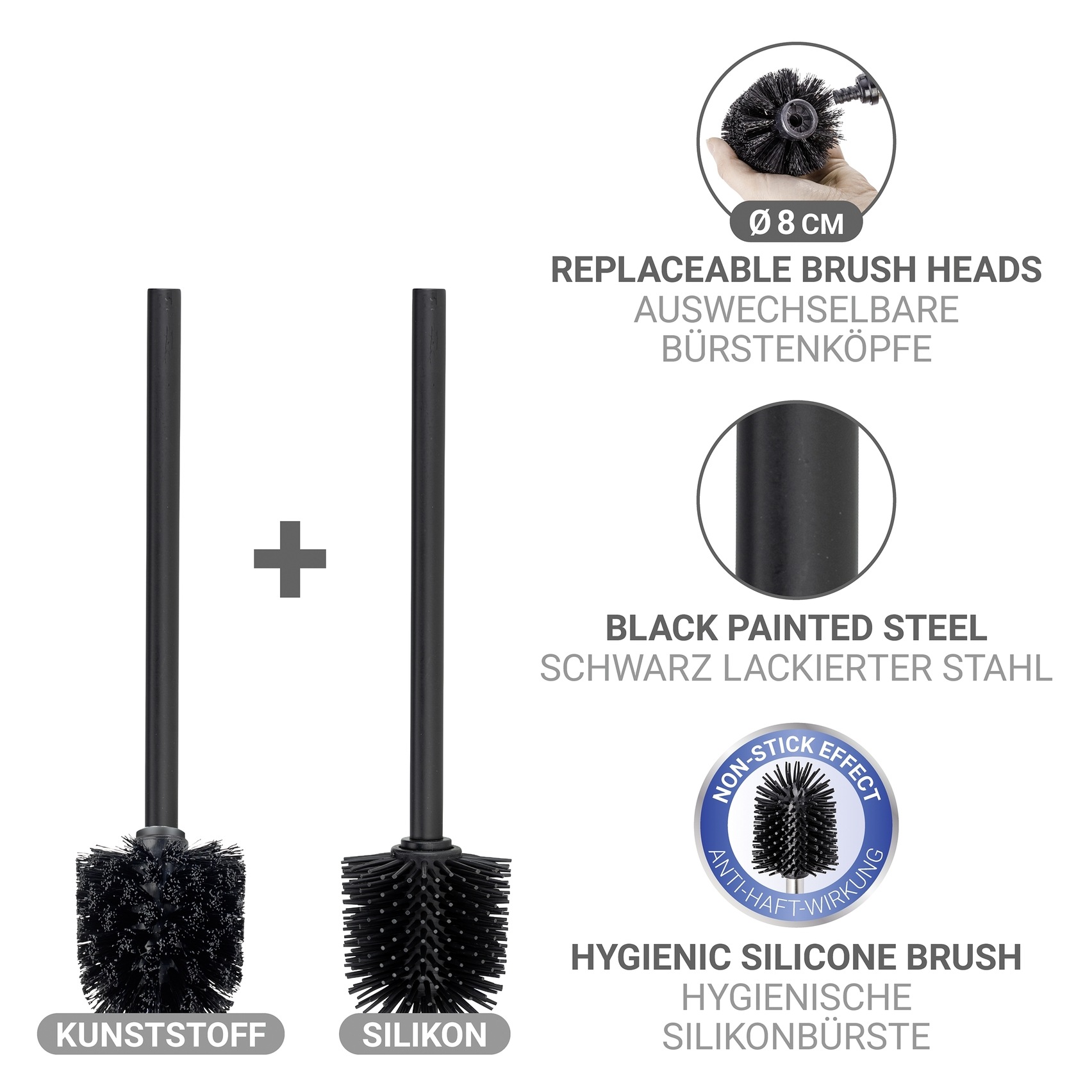 WENKO WC-Garnitur »Rivalta« Set aus Sicherheitsglas | Stahl Toilettenpapierhalter & WC-Bürstenhalter mit WC-Bürste & Ersatzbürste