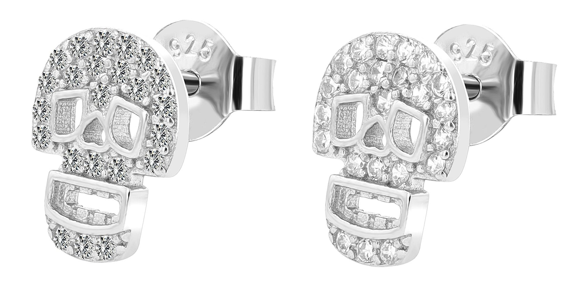 Adelia´s Paar Ohrhänger "Ohrringe – Ohrstecker Totenkopf aus 925 Silber mit Zirkonia" Ein kleines Geschenk mit großer Wirkung