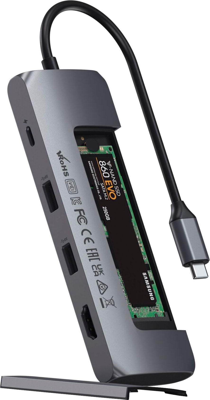 Satechi USB-Adapter »USB-C Hybrid Multiport Adapter mit SSD Steckplatz«, HDMI-USB Typ A zu USB Typ C
