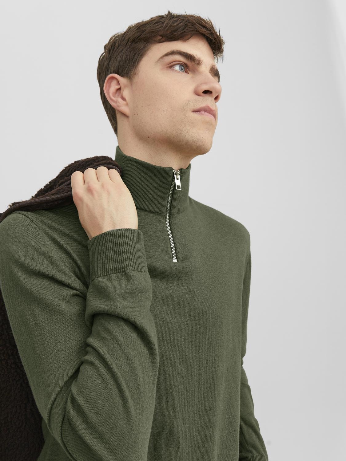 Jack & Jones Troyer »JJEEMIL KNIT HALF ZIP NOOS«, mit Rippbündchen