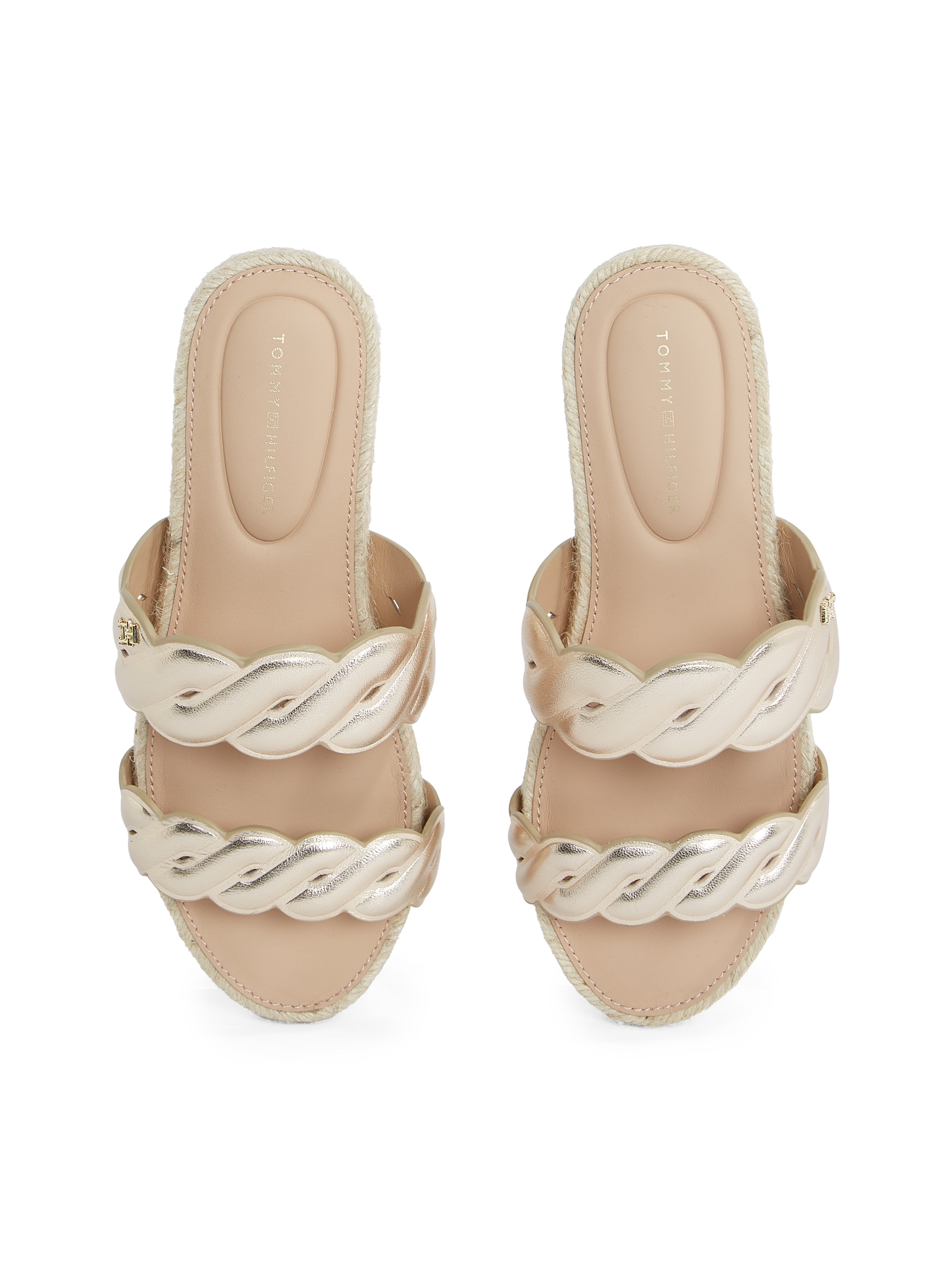 Tommy Hilfiger Pantolette »METALLIC ROPE ESPADRILLE MULE«, Plateau, Sommerschuh, Flats, Bequemschuh mit geschungener Bandage
