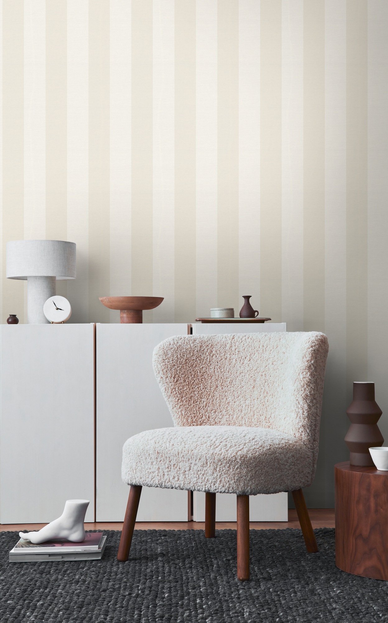 s.Oliver Vliestapete »Streifen Tapete, Farbe Beige Creme« längsgestreift strukturiert skandinavische Wandtapete Vintage für Wohnzimmer, Küche, Landhaus