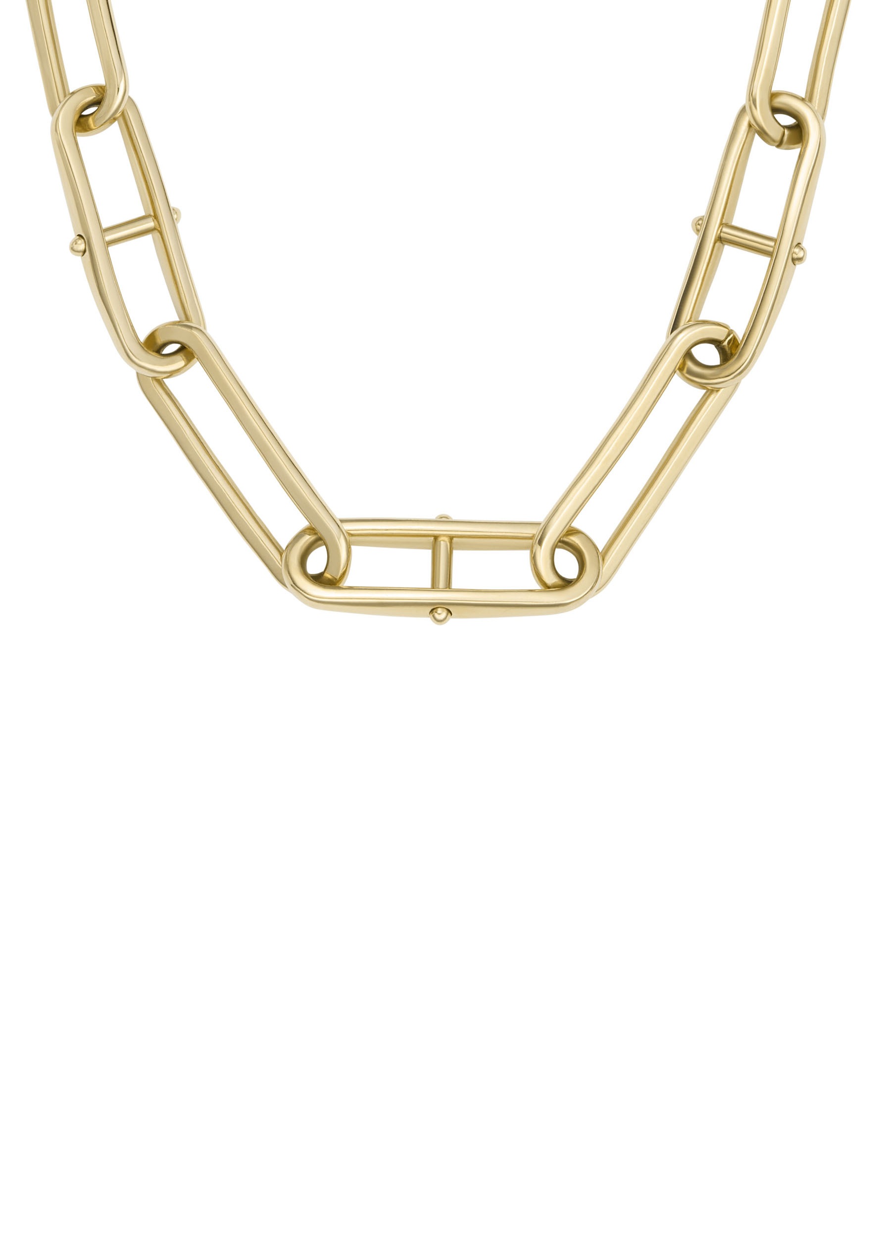 Edelstahlkette FOSSIL "Schmuck Geschenk Edelstahl Halskette HERITAGE", gold (gelbgoldfarben), Halsketten, Damen, Edelstahl, L: 43 B: 8,5mm, Edelstahlkette, B:8,5mm 2