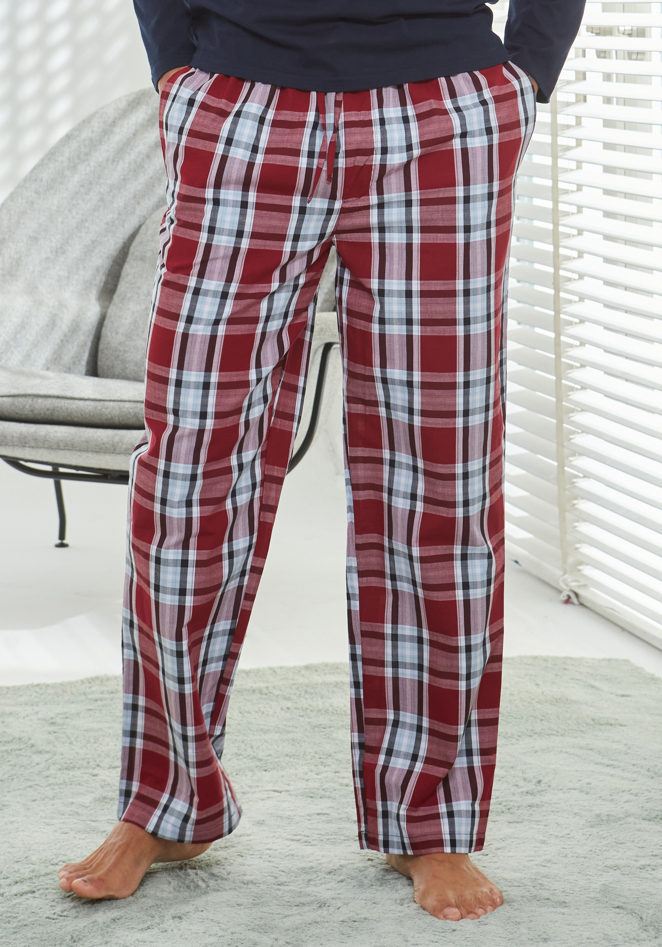 H.I.S Pyjama, (2 tlg., 1 Stück), Schlafanzug in langer Form mit Webhose