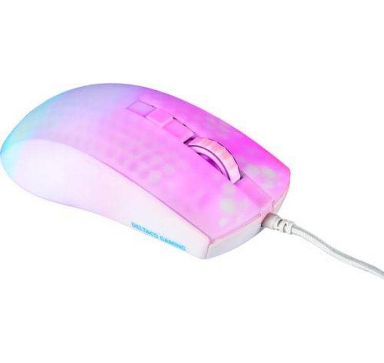DELTACO Gaming-Maus »GAM-144-W Weiss/Trasparent« kabelgebunden