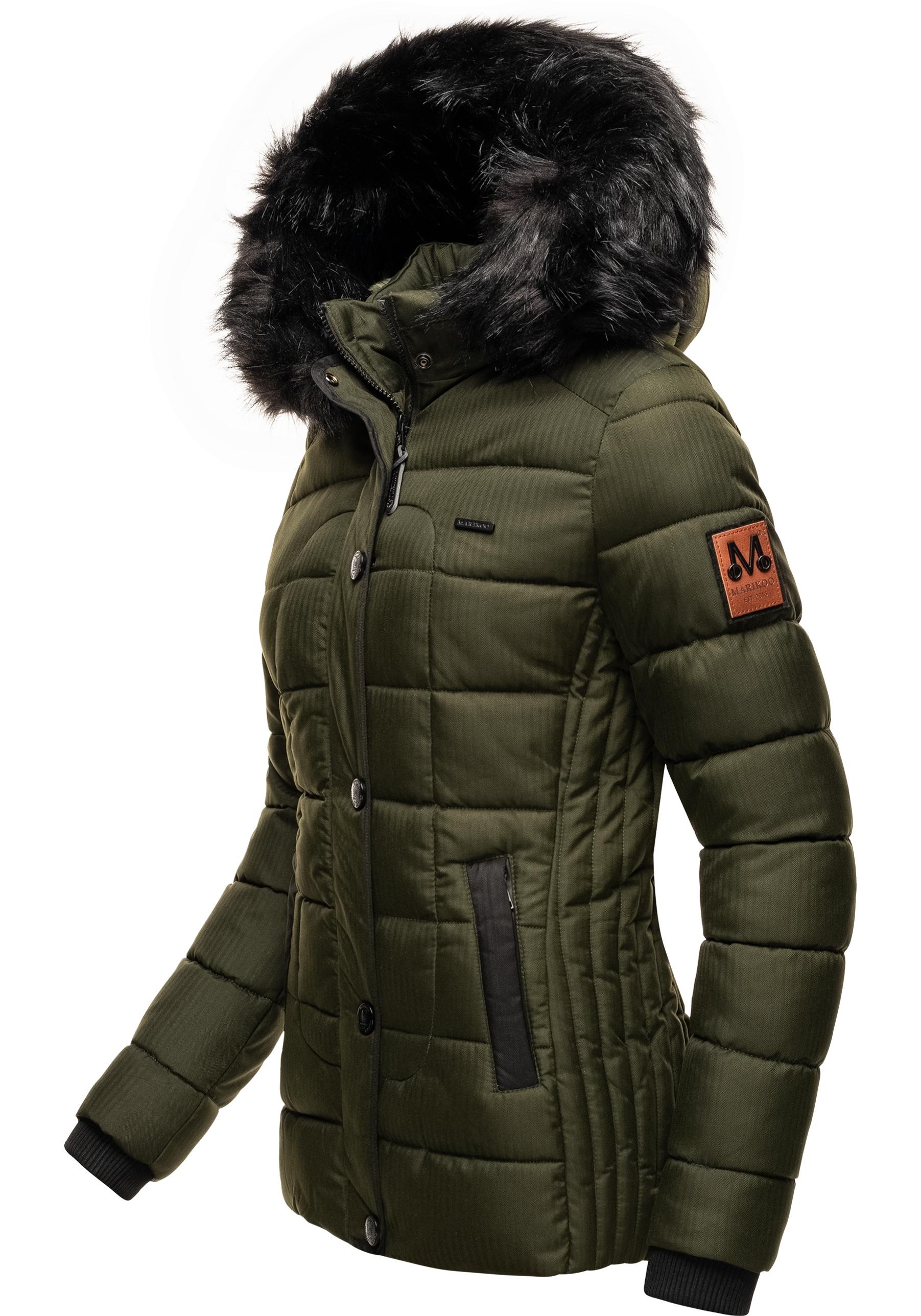 Marikoo Steppjacke »Unique«, mit Kapuze, modische Winterjacke mit Kunstpelz-Kapuze