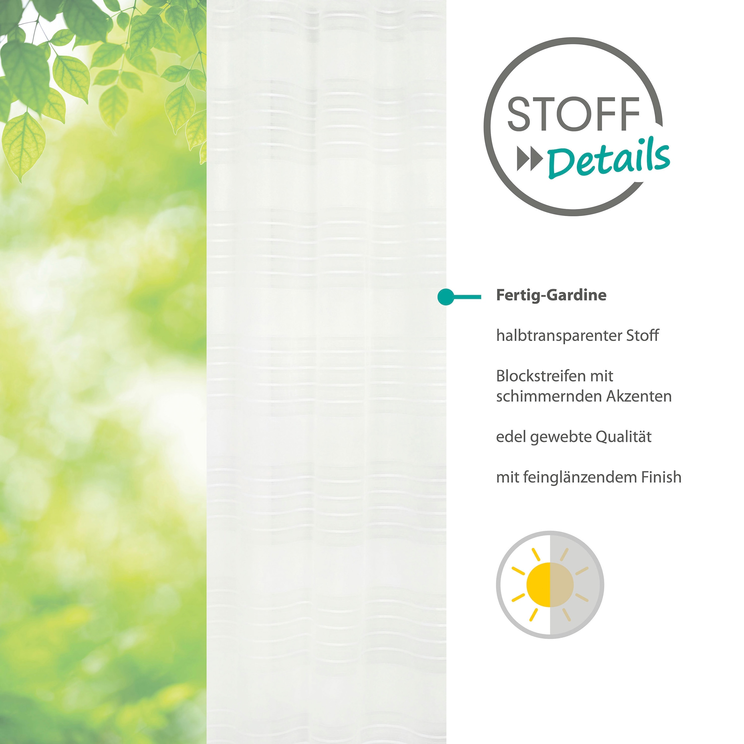 decolife Gardine »Estelle«, (1 St.), Ösenschal mit Blockstreifen weiß