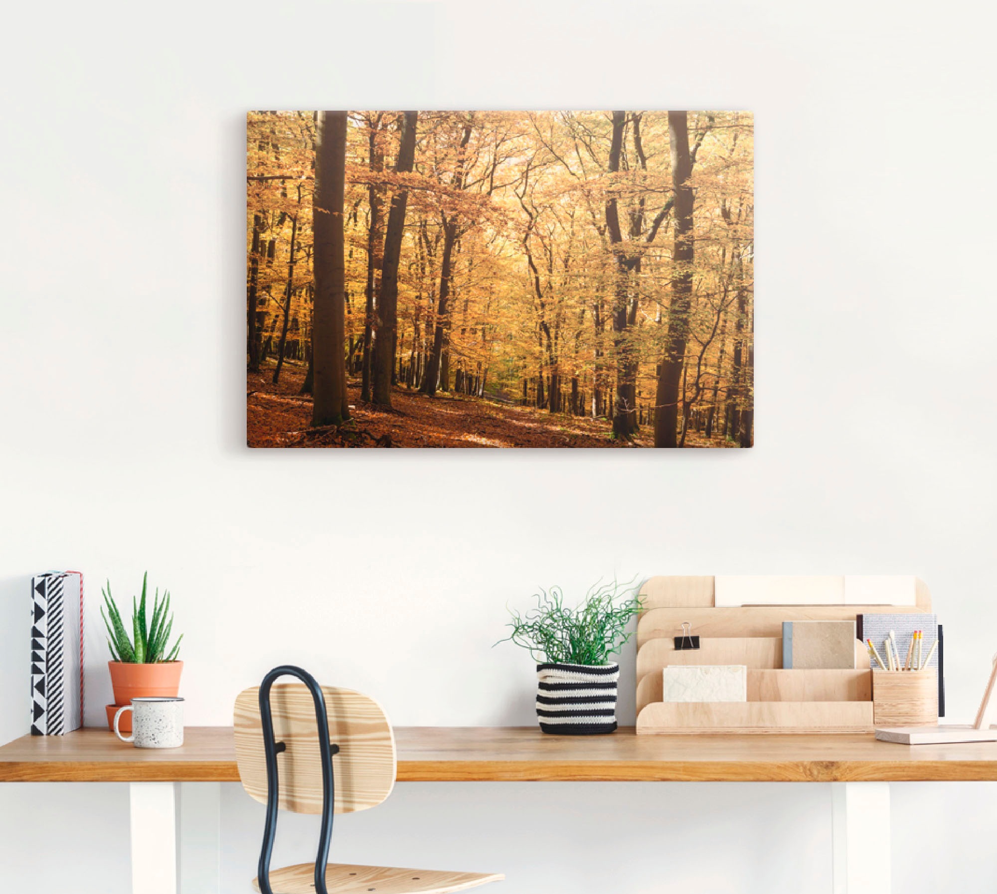 Artland Wandbild »Spaziergang im Herbstwald«, Wald, (1 St.), als Alubild, Outdoorbild, Leinwandbild, Poster in verschied. Größen