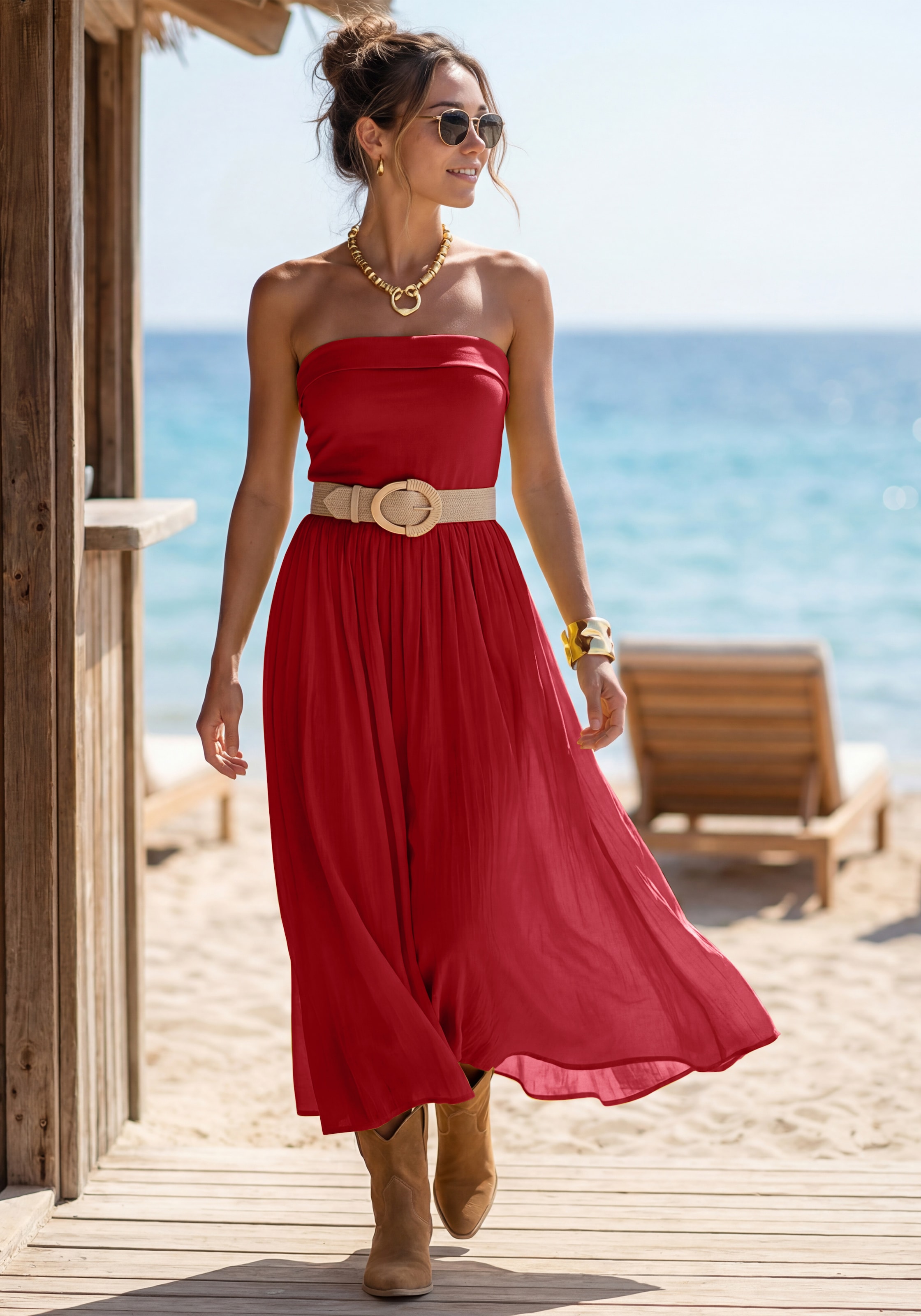 LASCANA 2-in-1-Kleid "als Rock oder Bandeaukleid tragbar" Ohne Taschen Sommerkleid, Midikleid, Maxirock, Sommerrock