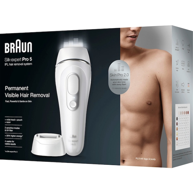 Braun IPL-Haarentferner »Silk-Expert Pro 5 PL5145«, 400.000 Lichtimpulse, 400.000  Lichtimpulse, Skin Pro 2.0 Sensor | BAUR