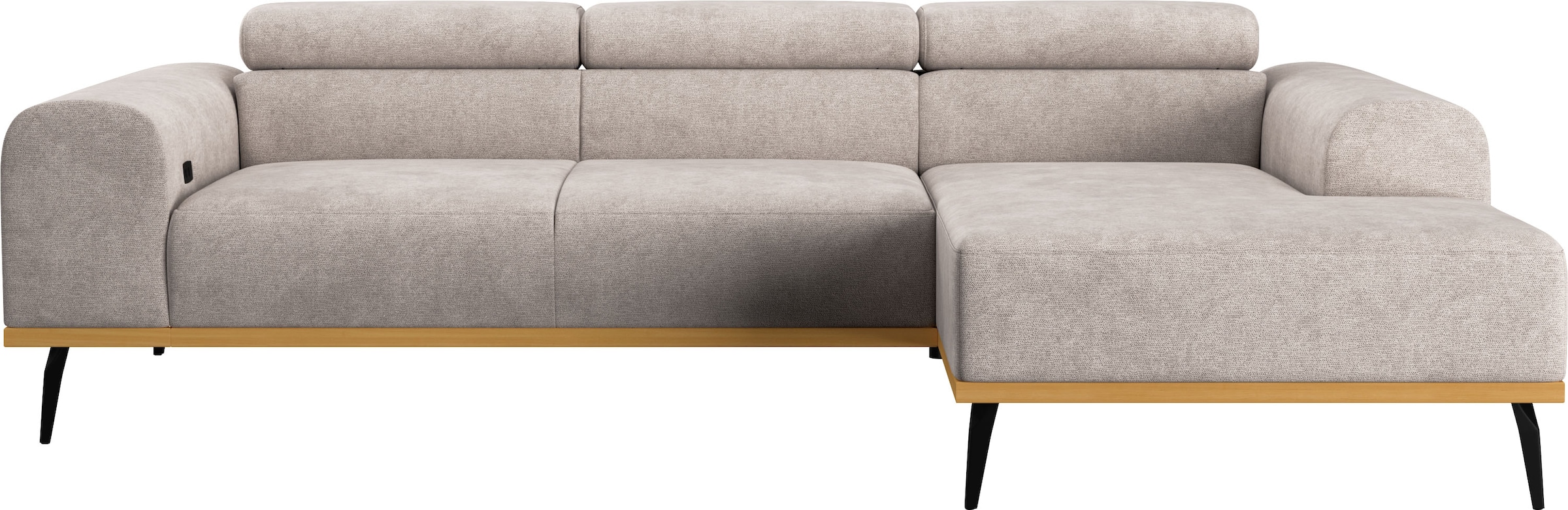 Places of Style Ecksofa »Carlo L-Form«, mit Kopfteilverstellung & Holz-Rahmenoptik, optional Relaxfunktion