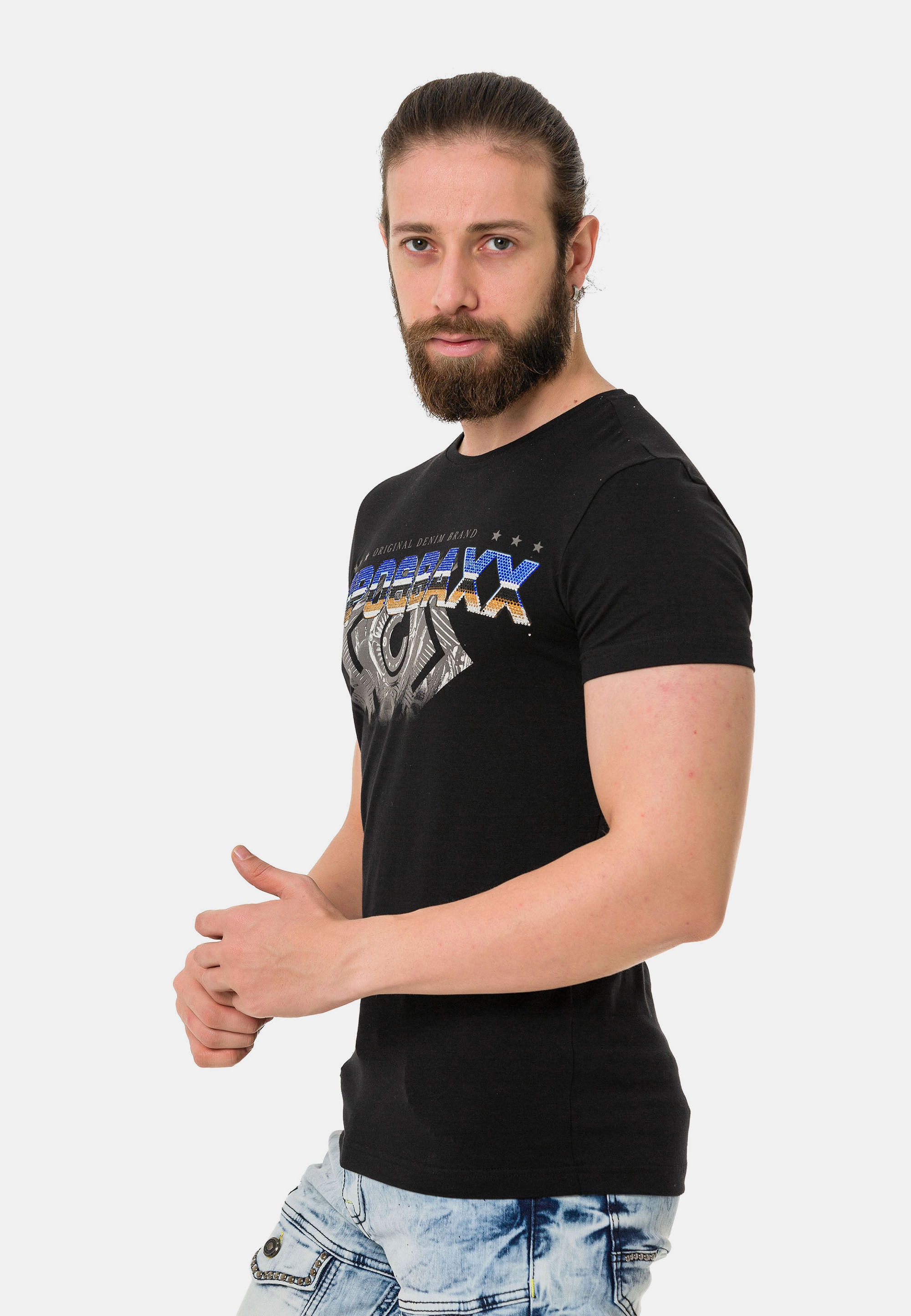 Cipo & Baxx T-Shirt »T-Shirt«, extravaganter Marken-Schriftzug