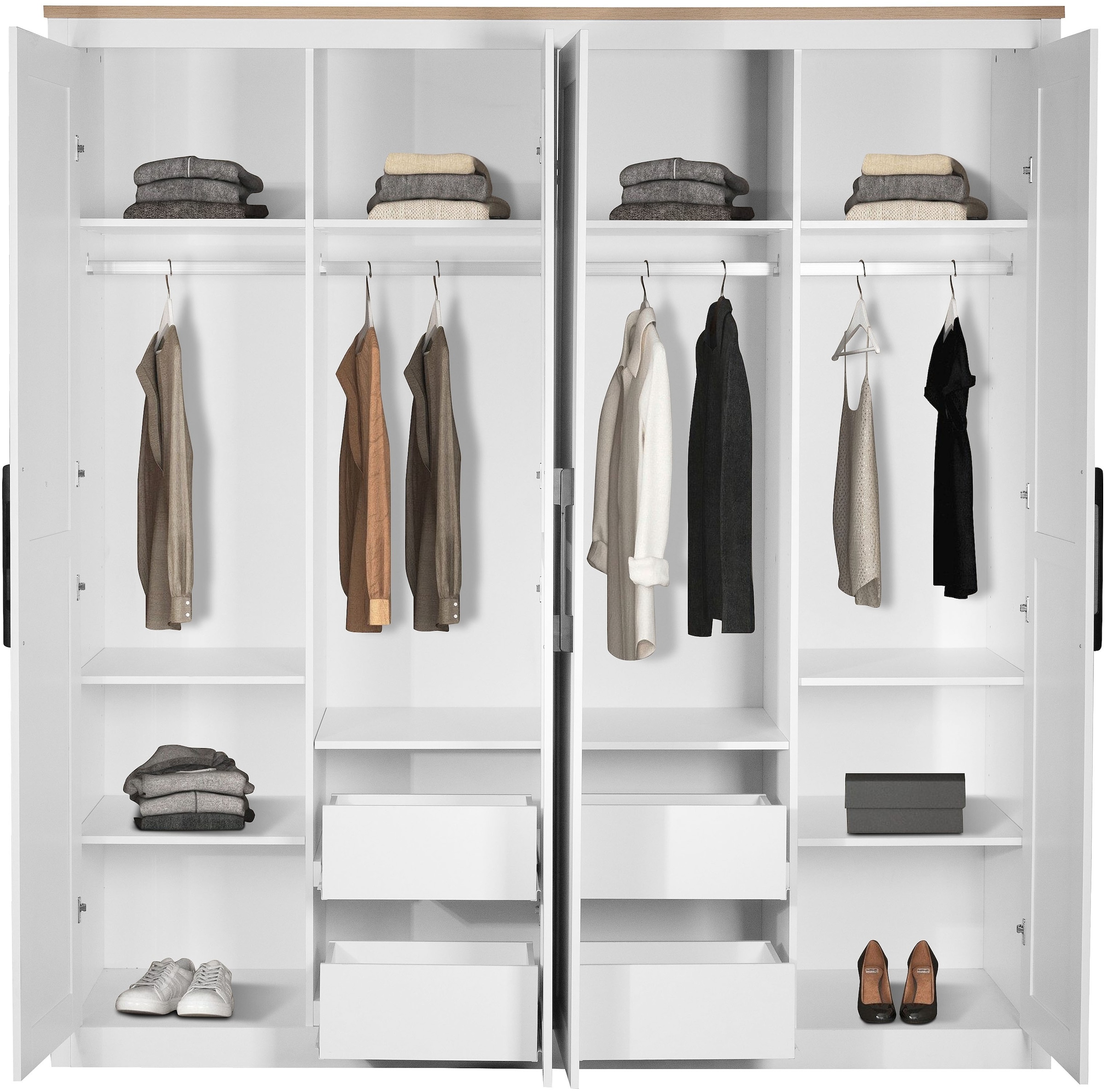 OTTO home Kleiderschrank »Büsum Schlafzimmer Schrank Otto´s Choice« stabile robuste Bauweise mit optimaler Aufteilung,  Schlafzimmerschrank Landhaus Design Garderobe Schrank Bestseller