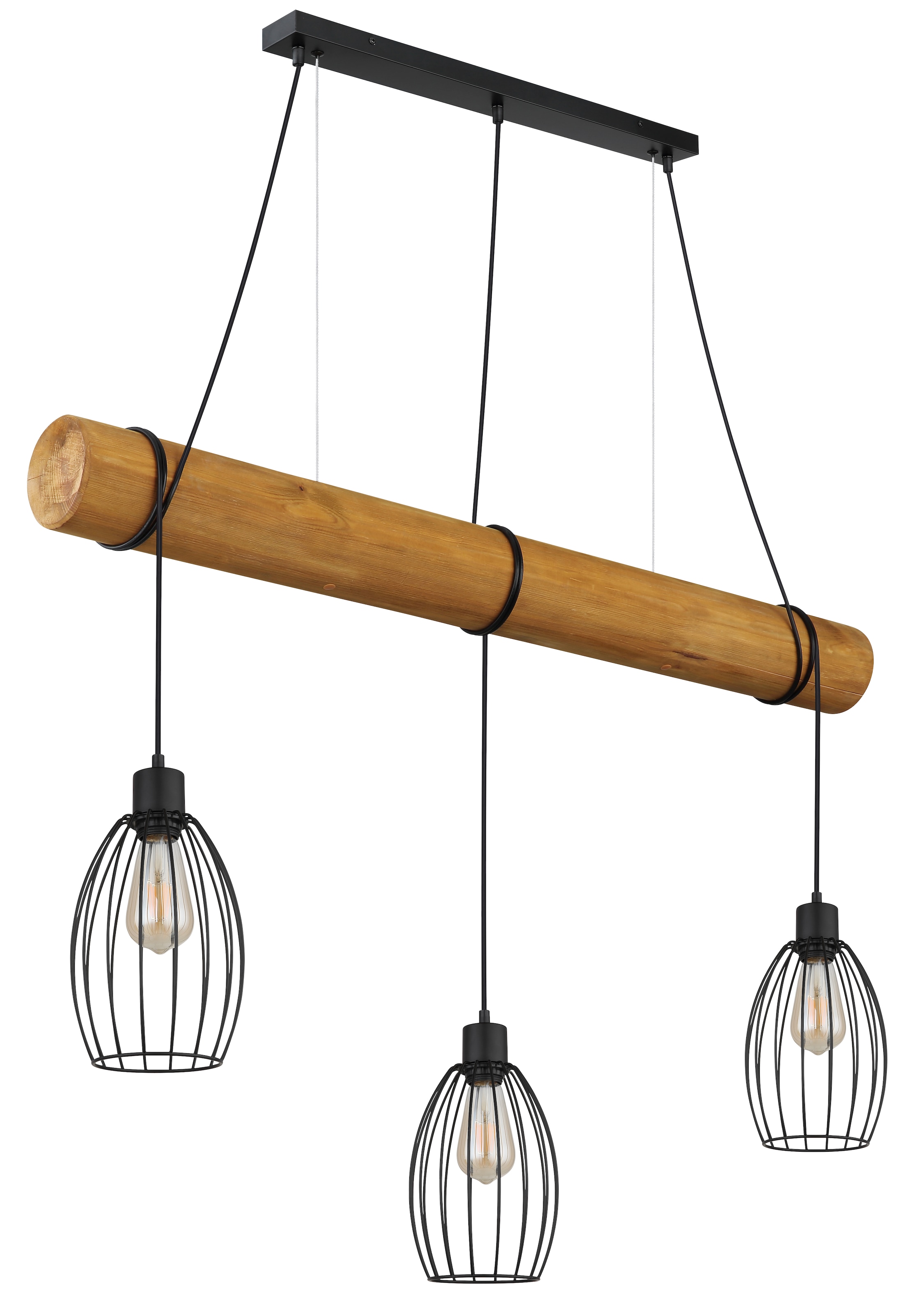NOWA Hängeleuchte »BERTI« E27 1 Stk. Hängeleuchte mit Holzbalken, rustikal-modern & individuell
