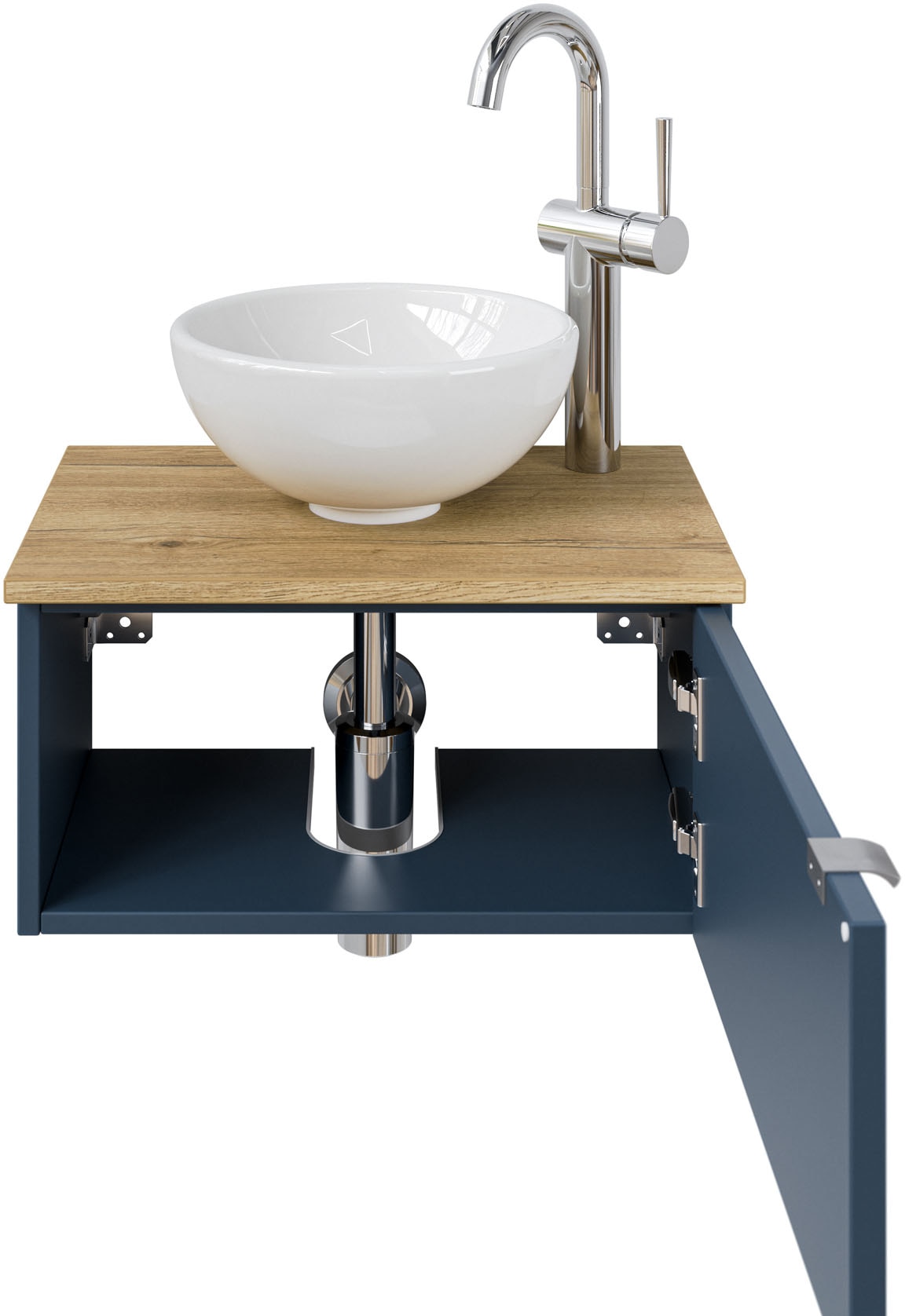 Saphir Waschtisch »Serie 6915 Waschschale mit Unterschrank für Gästebad, Gäste WC«, 51 cm mit Keramik-Aufsatzbecken und 1 Tür