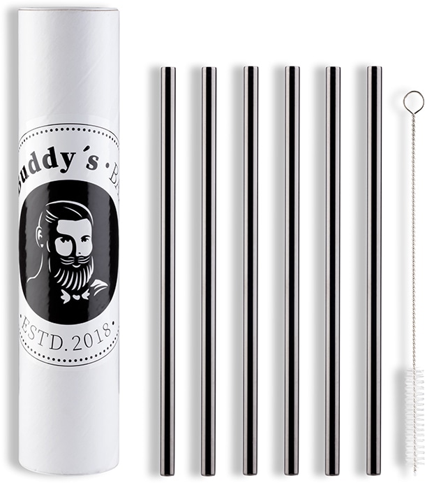 Buddys Trinkhalme "Buddy´s Bar" wiederverwendbar, 6 Strohhalme + Reinigungs günstig online kaufen
