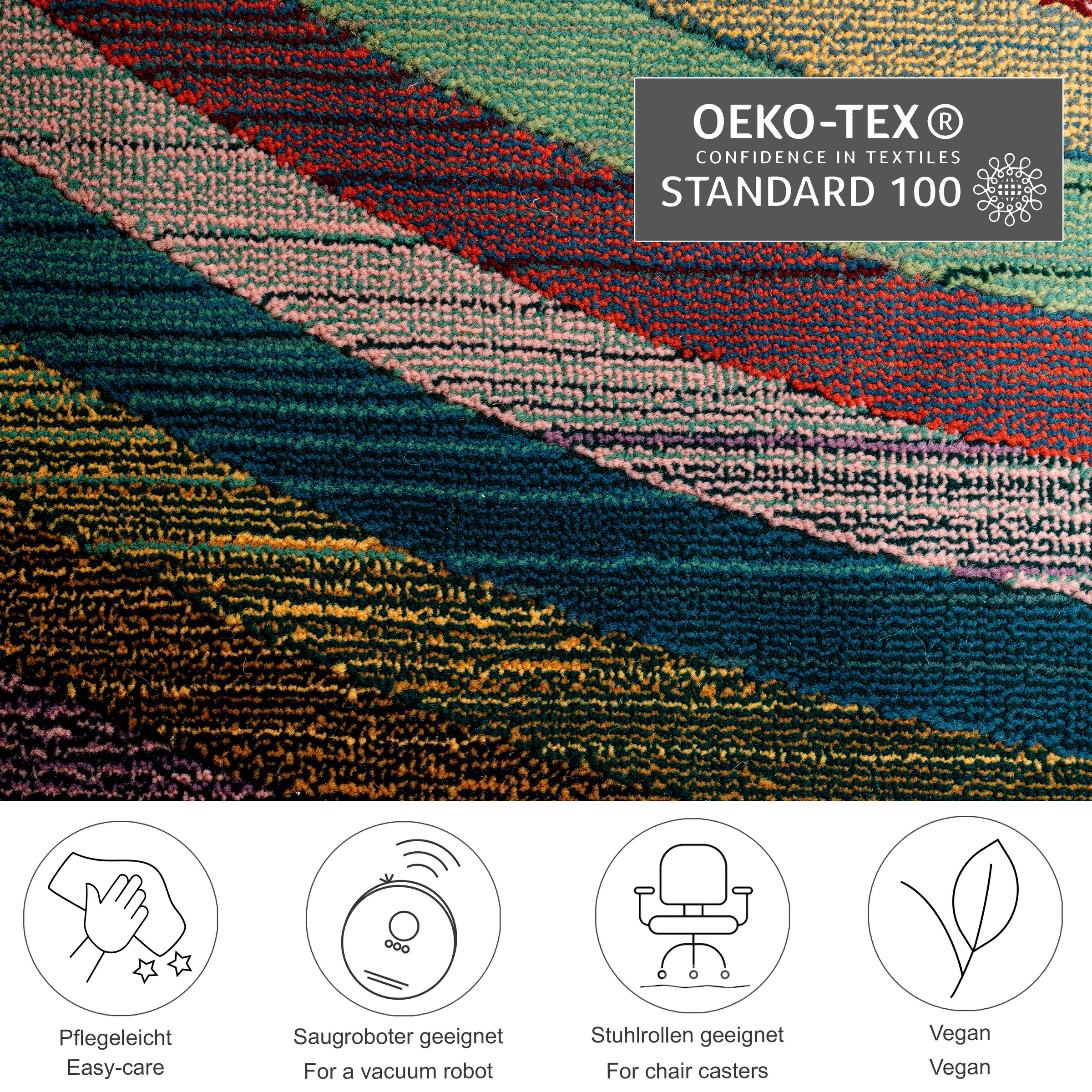 THEKO Teppich "Gabiro 001" rund 10 mm Höhe gewebt, ideal im Wohnzimmer & Sc günstig online kaufen