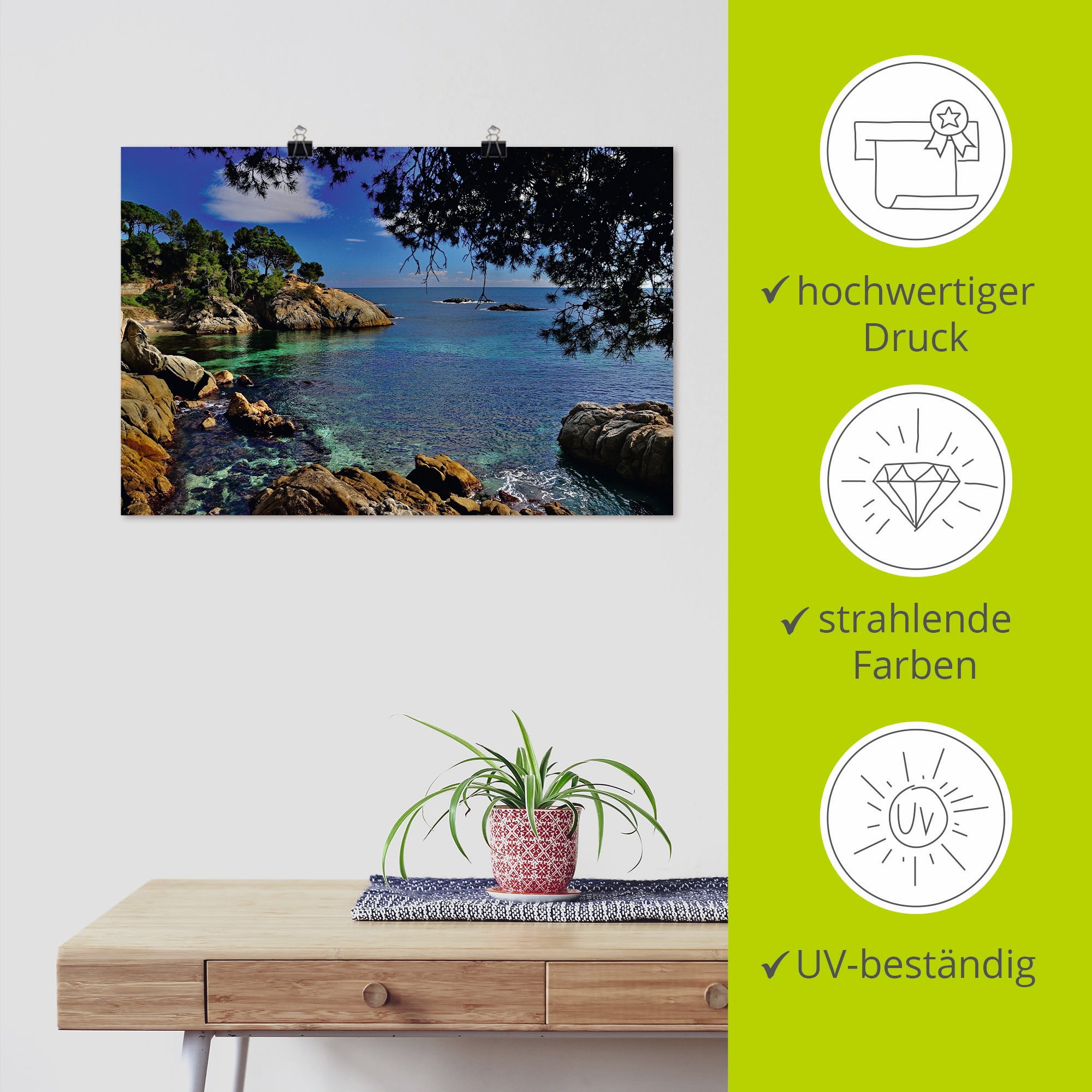 Artland Poster »Bucht an der Costa Brava«, Küste, (1 St.), als Alubild, Leinwandbild, Wandaufkleber oder Poster in versch. Größen