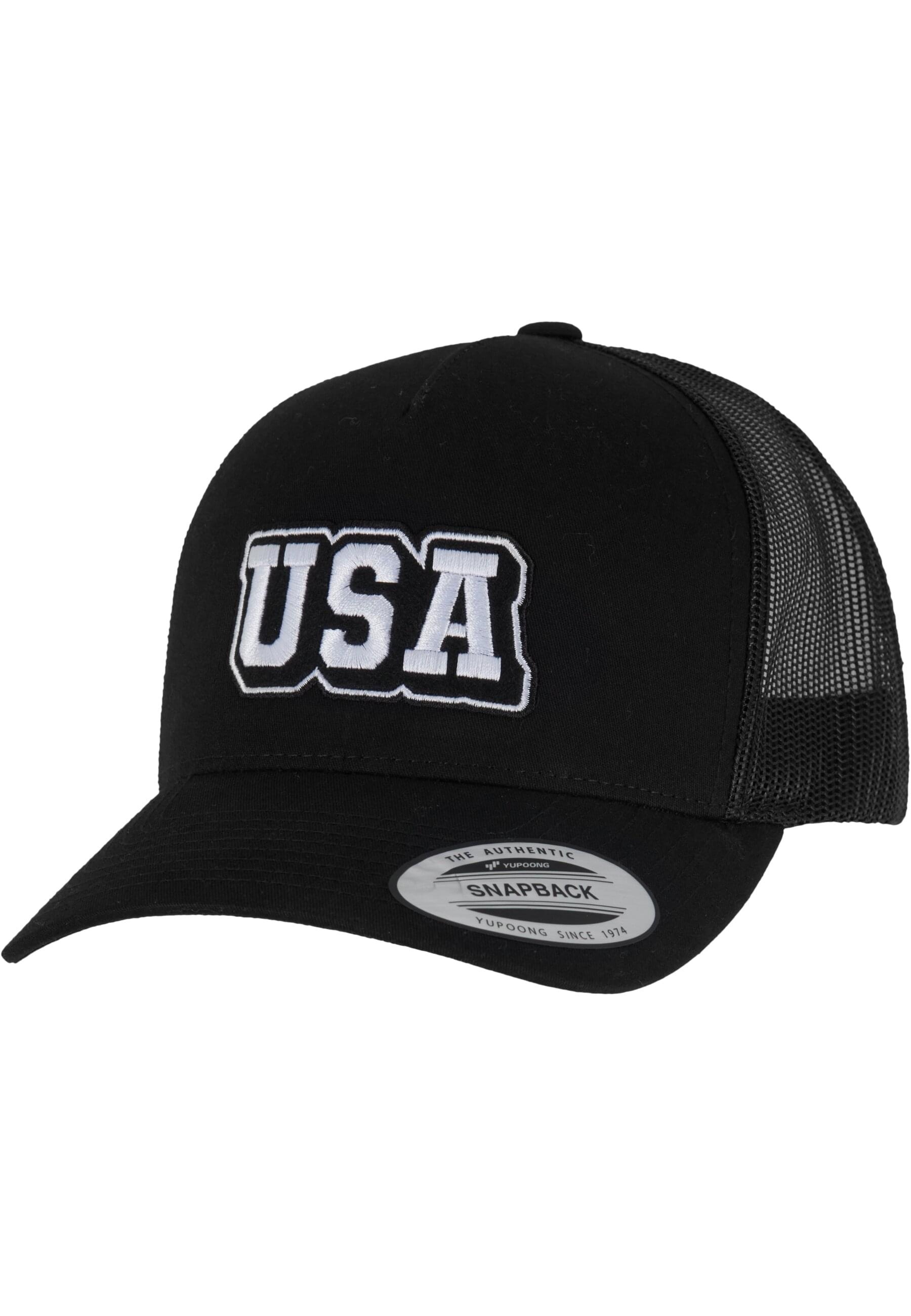 MisterTee Trucker Cap »MisterTee USA College Wording Patch 5-Panel Retro Trucker Cap«