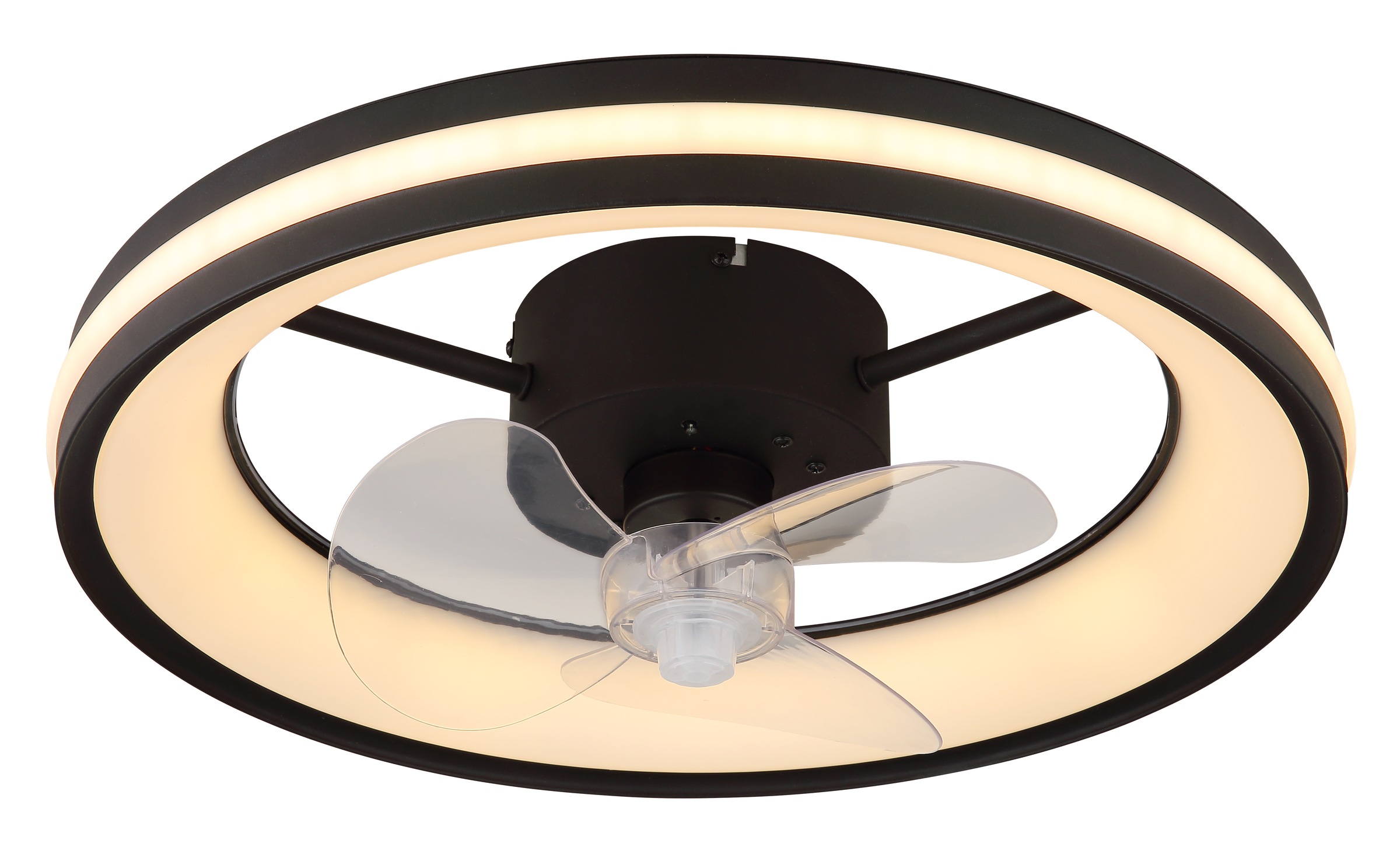 GLOBO LIGHTING Deckenleuchte »GATIAN«, Leuchtmittel LED-Modul | LED fest integriert, Ventilator/ Büro / Wohnbereich / Schlafzimmer / schwarz / rund