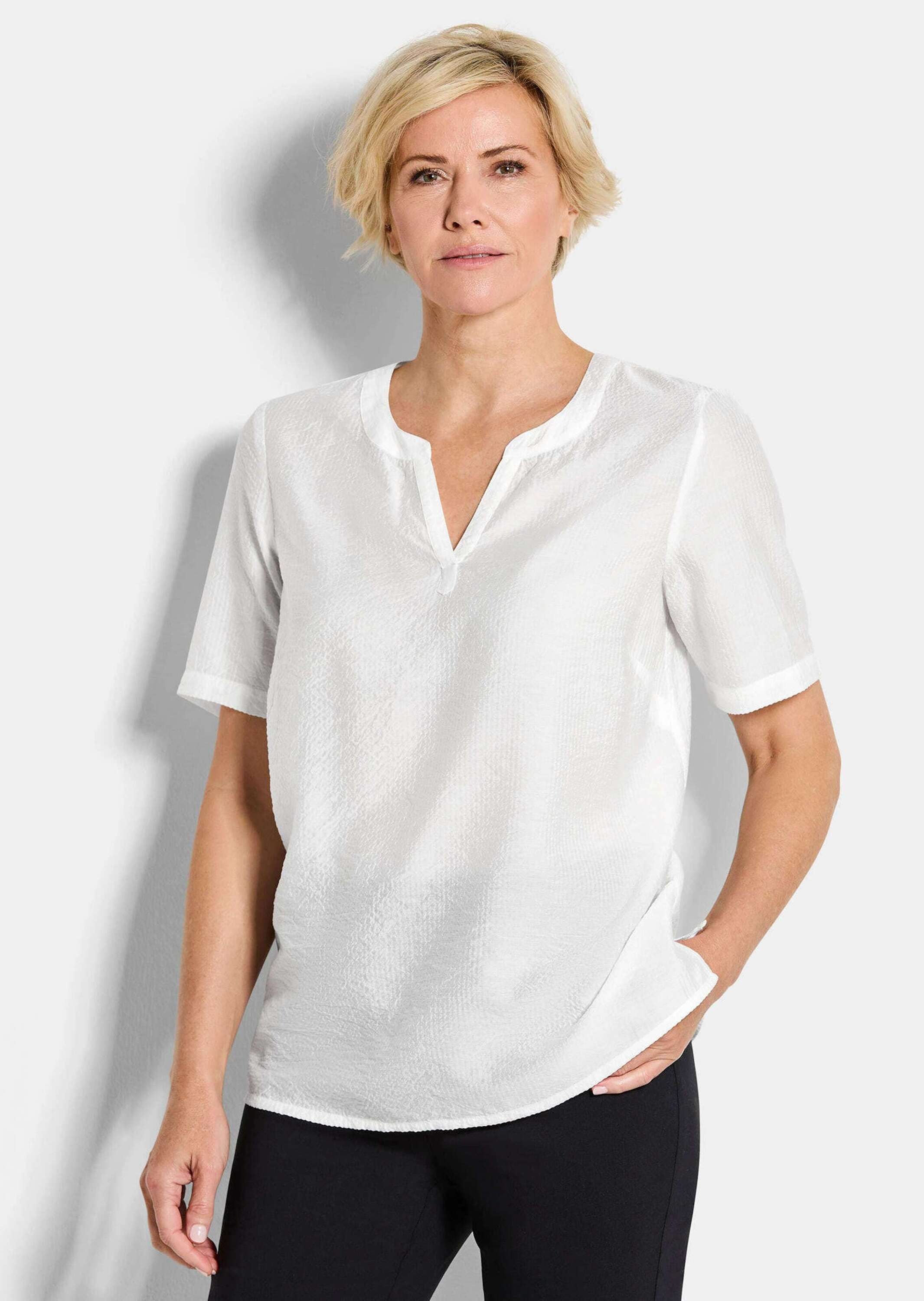 GOLDNER Schlupfbluse »Kurzgröße Blusenshirt mit feiner Streifenstruktur« figurschmeichelende Schnittführung