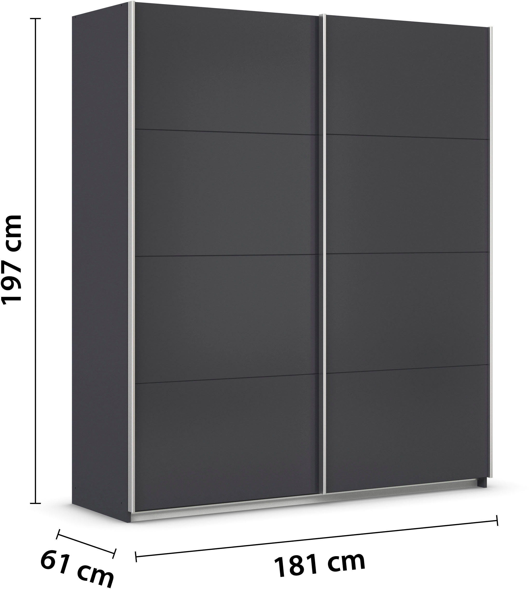 INOSIGN BY RAUCH Schwebetürenschrank »Kleiderschrank Schrank Garderobe Schlafzimmerschrank THANOS«, (in 3 verschiedenen Ausstattungen BASIC/CLASSIC/PREMIUM), Optional mit Spiegel, Metall-Griffleisten alufarben MADE IN GERMANY