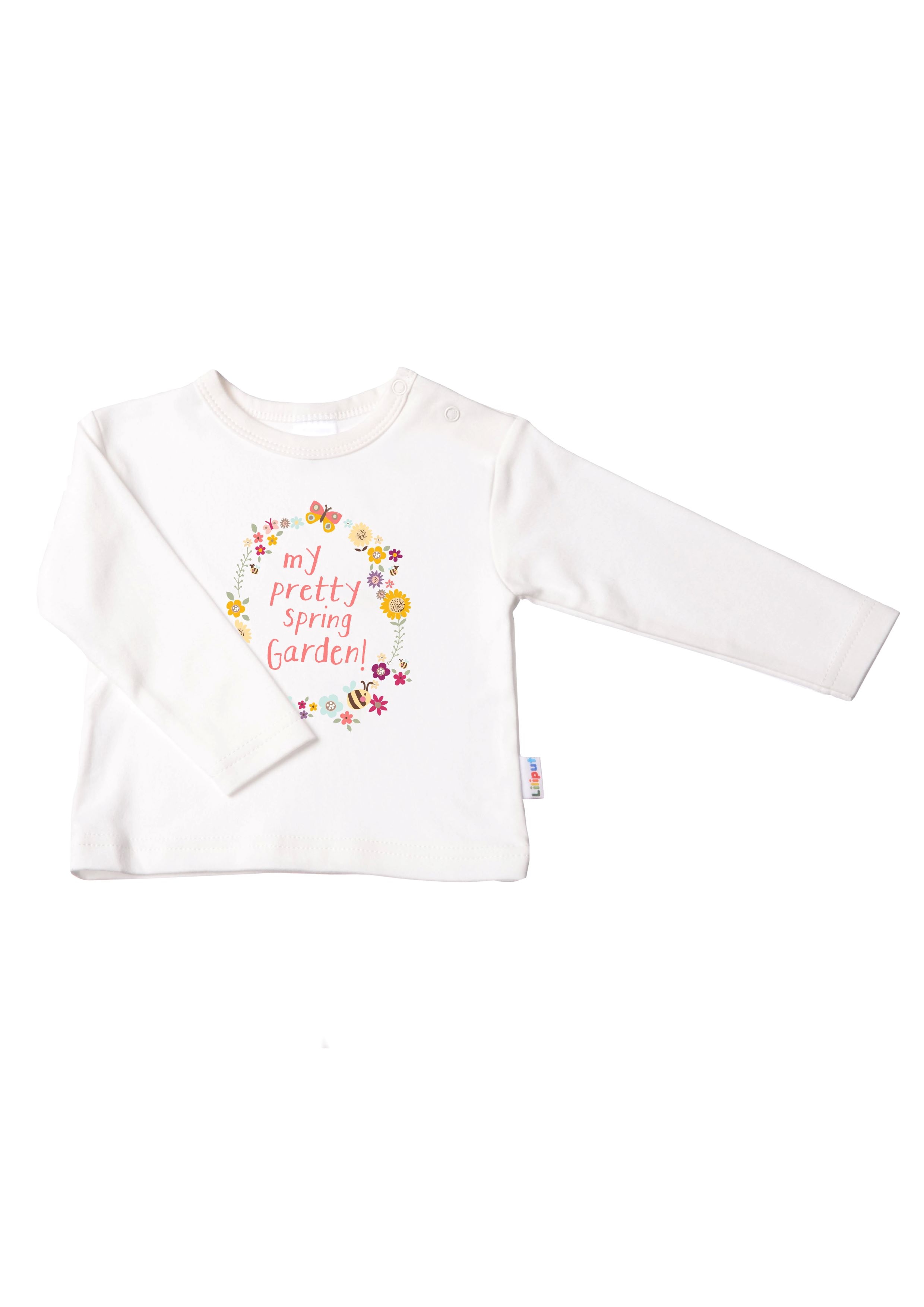 LILIPUT Mädchen Langarmshirt, beige, Gr. 74, bedruckt, 100% Baumwolle, Shirts, mit süßem Print