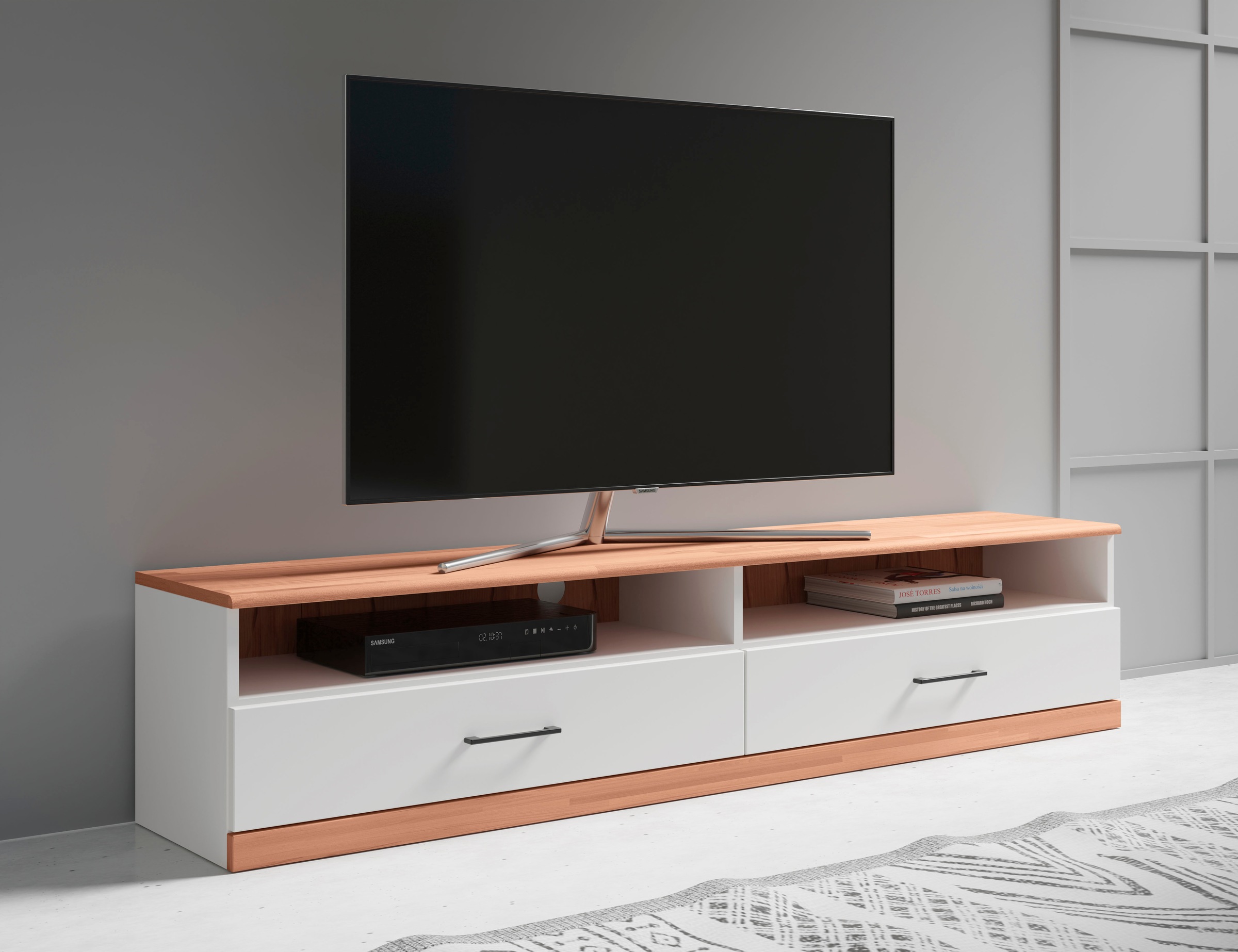 Home affaire Lowboard "Ribe,140cm breit,38cm hoch mit 2 Klappen,Oberplatte günstig online kaufen