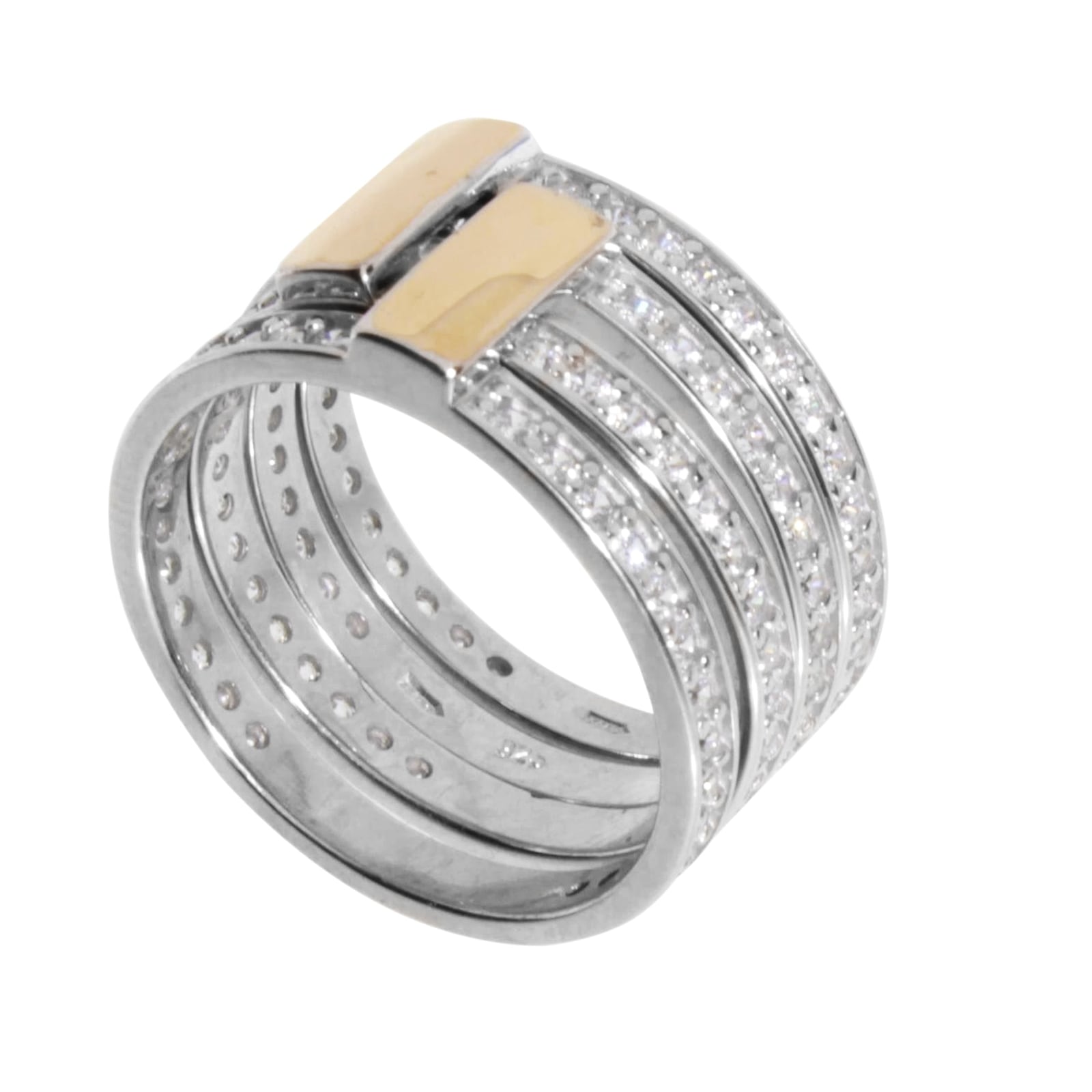 Fingerring OSTSEE-SCHMUCK "- Sunny Exklusiv - Silber 925/000 & Gold 585/000 - Zirkonia" Gr. 54, silber (silber 925, silberfarben, weiß), Fingerringe, Damen, 54, Fingerring