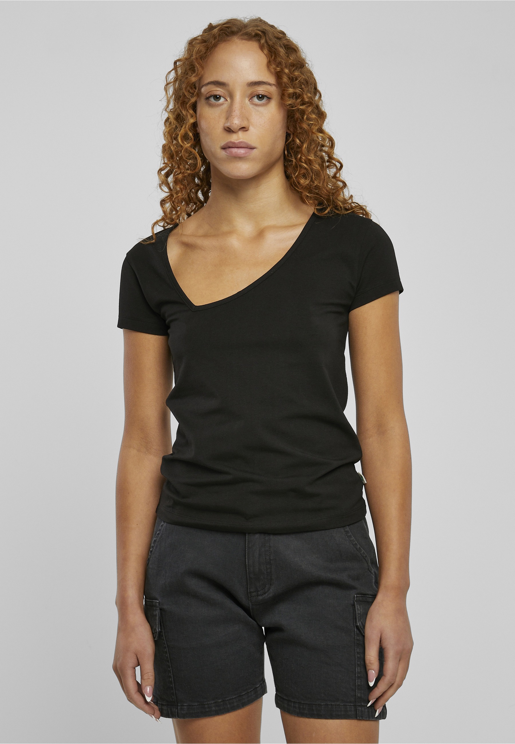 URBAN CLASSICS T-Shirt »Urban Classics Damen Ladies Organic Asymmetric Neckline Tee« 1 Stk.