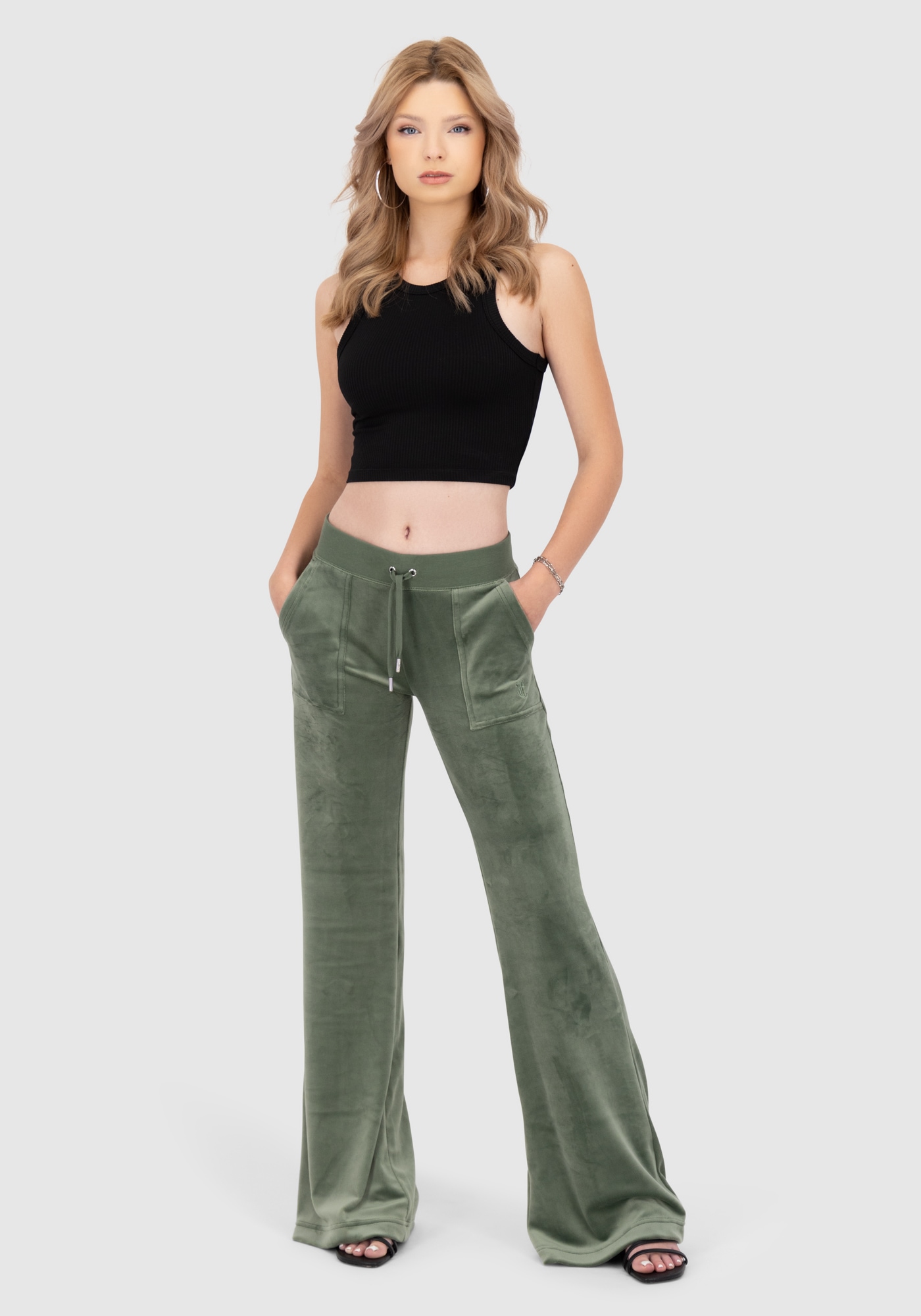 Juicy Couture Sweathose »LAYLA POCKET LOW RISE PANT Damen«, Trainingshose Damen, Sweathose, Velour, Jogginghose mit Glitzer, Sale