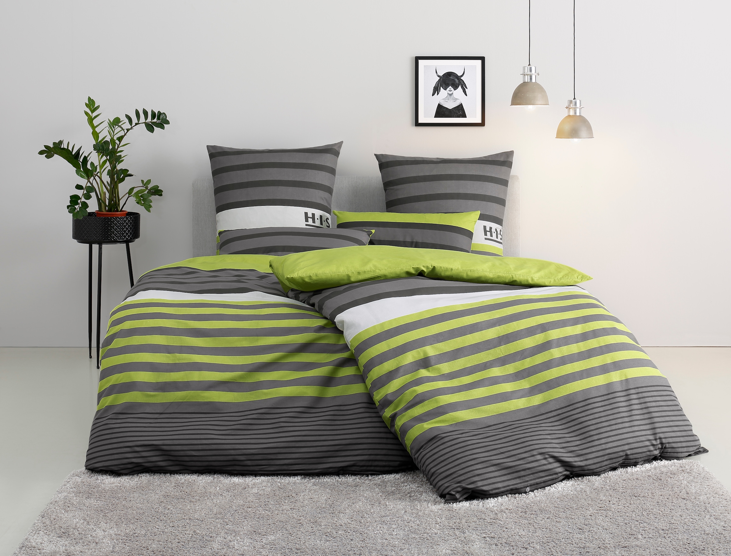 H.I.S Bettwäsche "Majoran" 2 tlg. gestreifte Bettwäsche in verschiedenen Qu günstig online kaufen