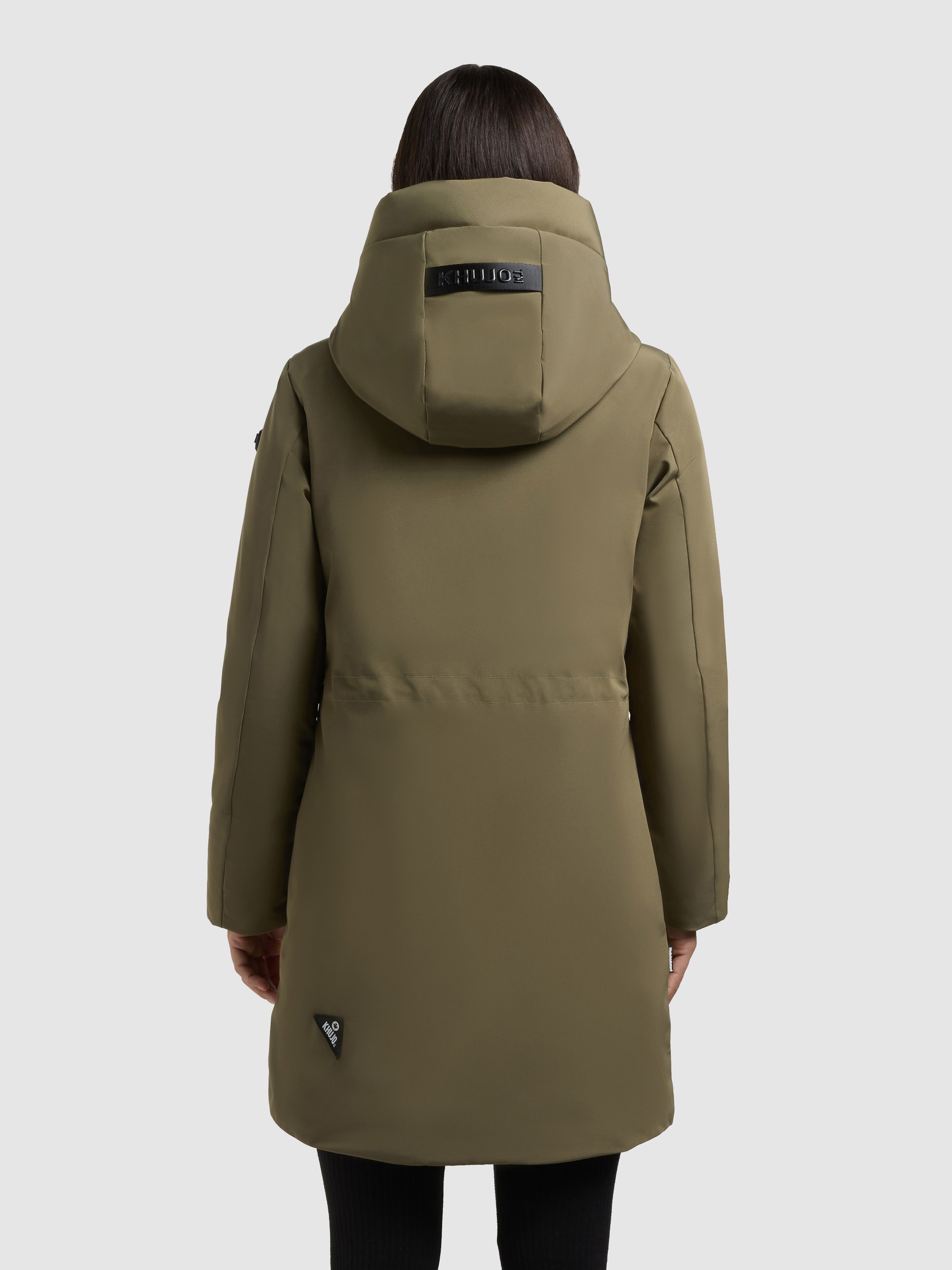 Kurzmantel KHUJO "DIANCE", Damen, Gr. L, scrub grün, Canvas, 100% Polyester, unifarben, eingesetzt elastischer Bund mit Windstopper, Mäntel Kurzmantel 3