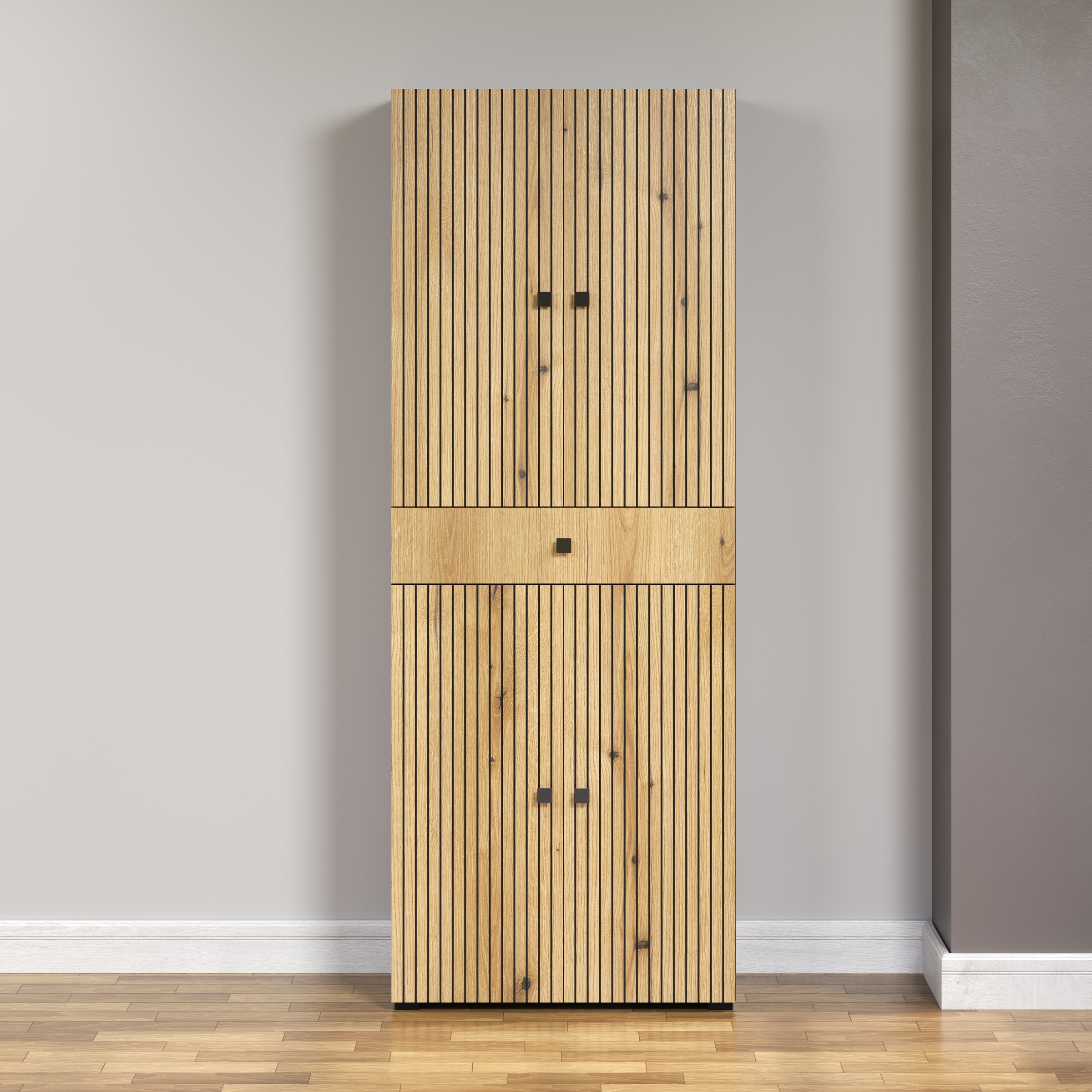 welltime Hochschrank »Amrum«, (1 St.), Breite 40cm, geräumiger Hochschrank Eiche Rillenoptik Badschrank