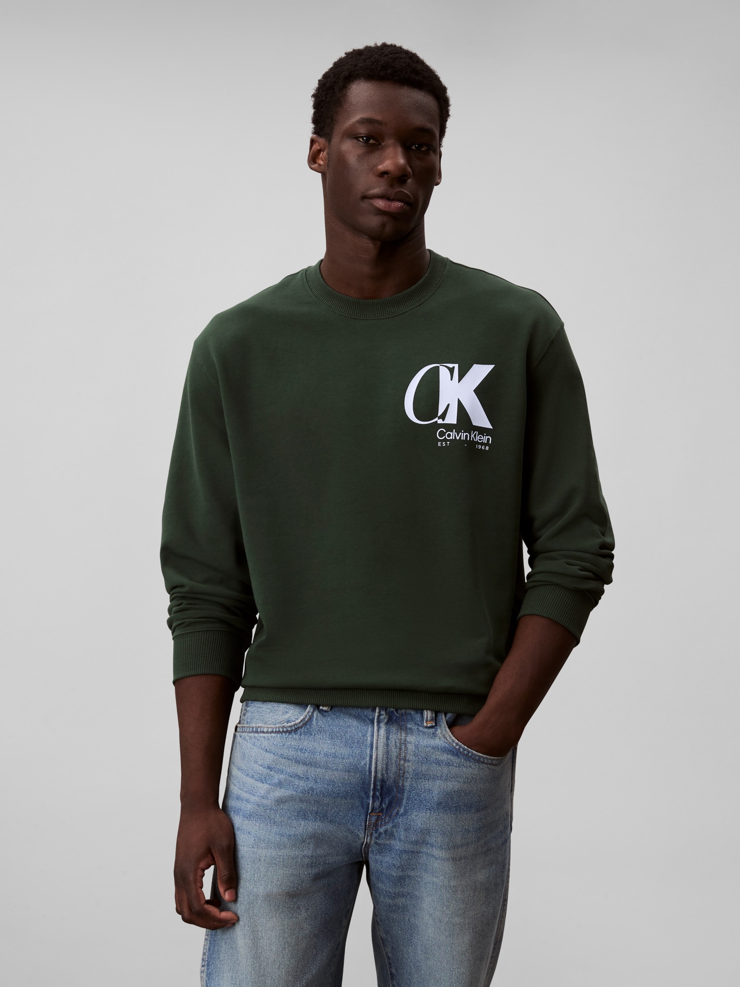 Calvin Klein Jeans Sweatshirt "LS EU 350TERRY CK OVERLAP GRAPHI", Rundhalsausschnitt, regular fit